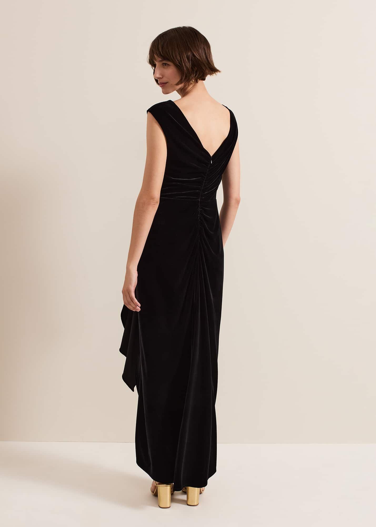 Donna Black Velvet Maxi Dress
