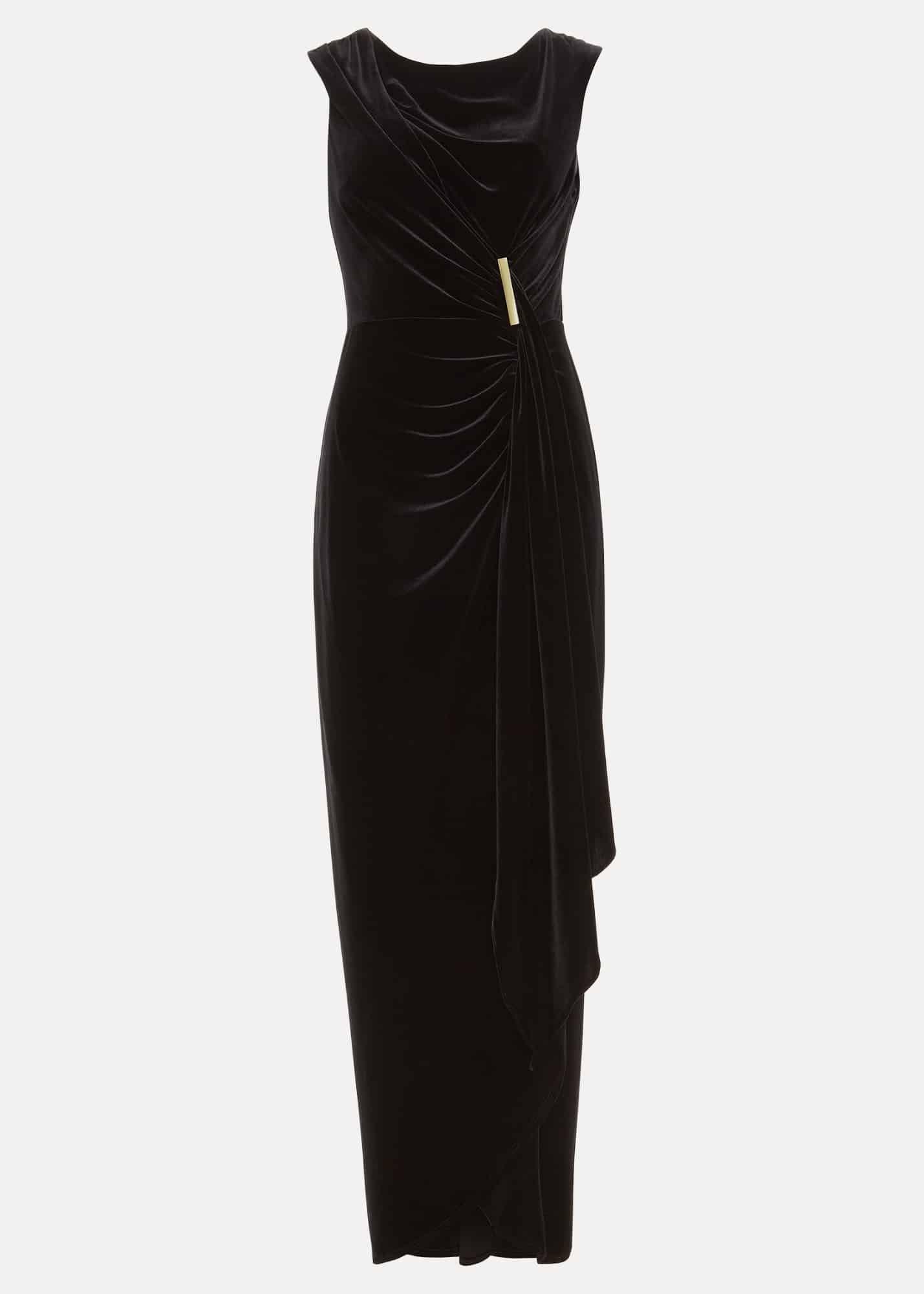 Donna Black Velvet Maxi Dress