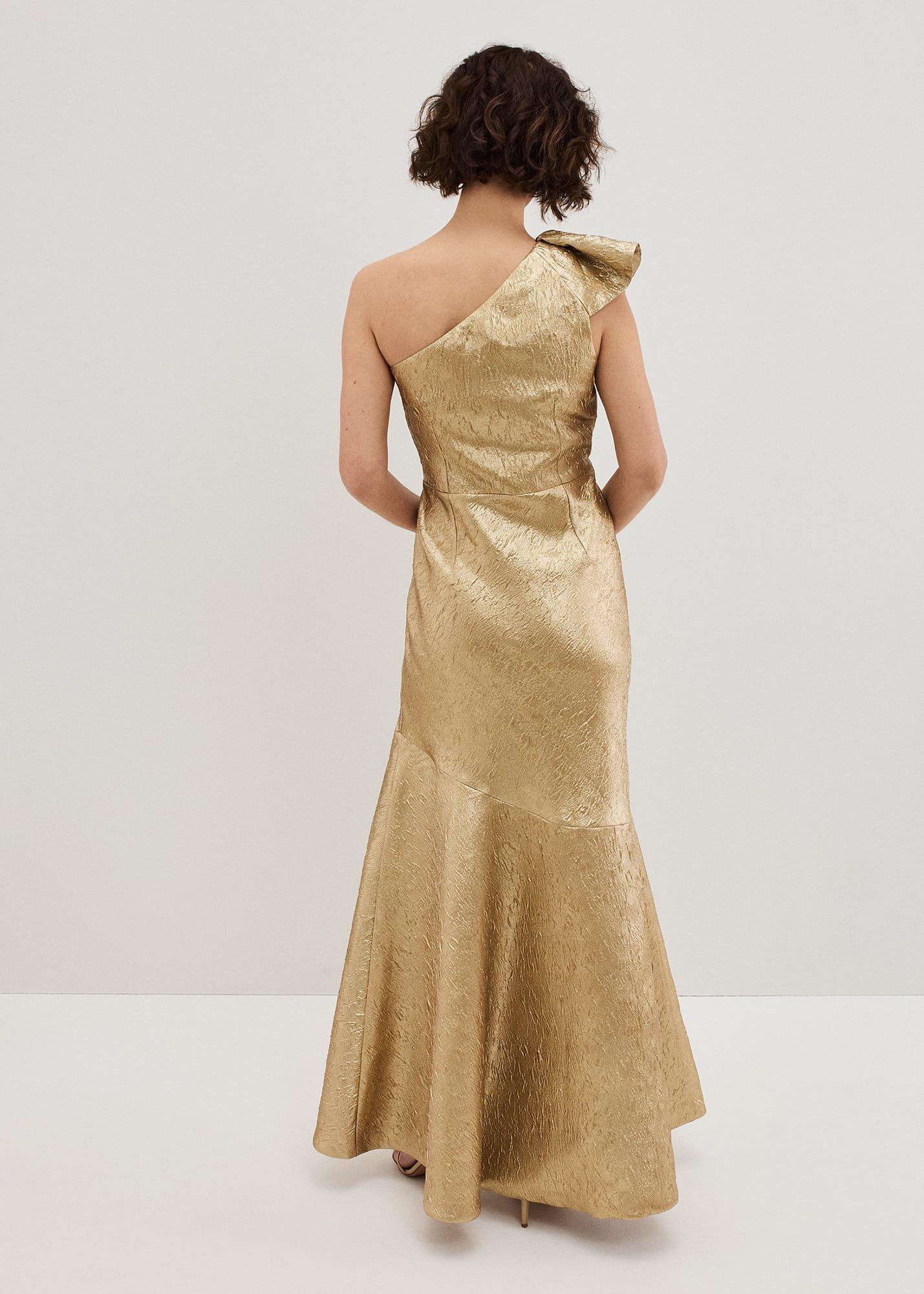 ${product-id}-Deniz One Shoulder Jacquard Maxi Dress-Gold-${view-type}