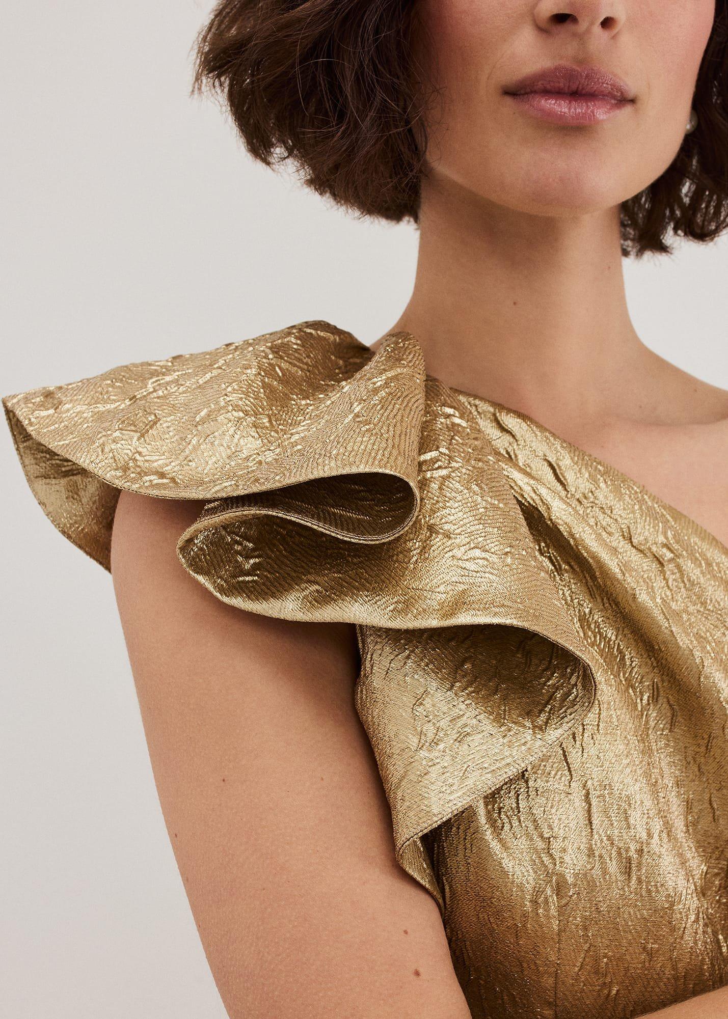 ${product-id}-Deniz One Shoulder Jacquard Maxi Dress-Gold-${view-type}