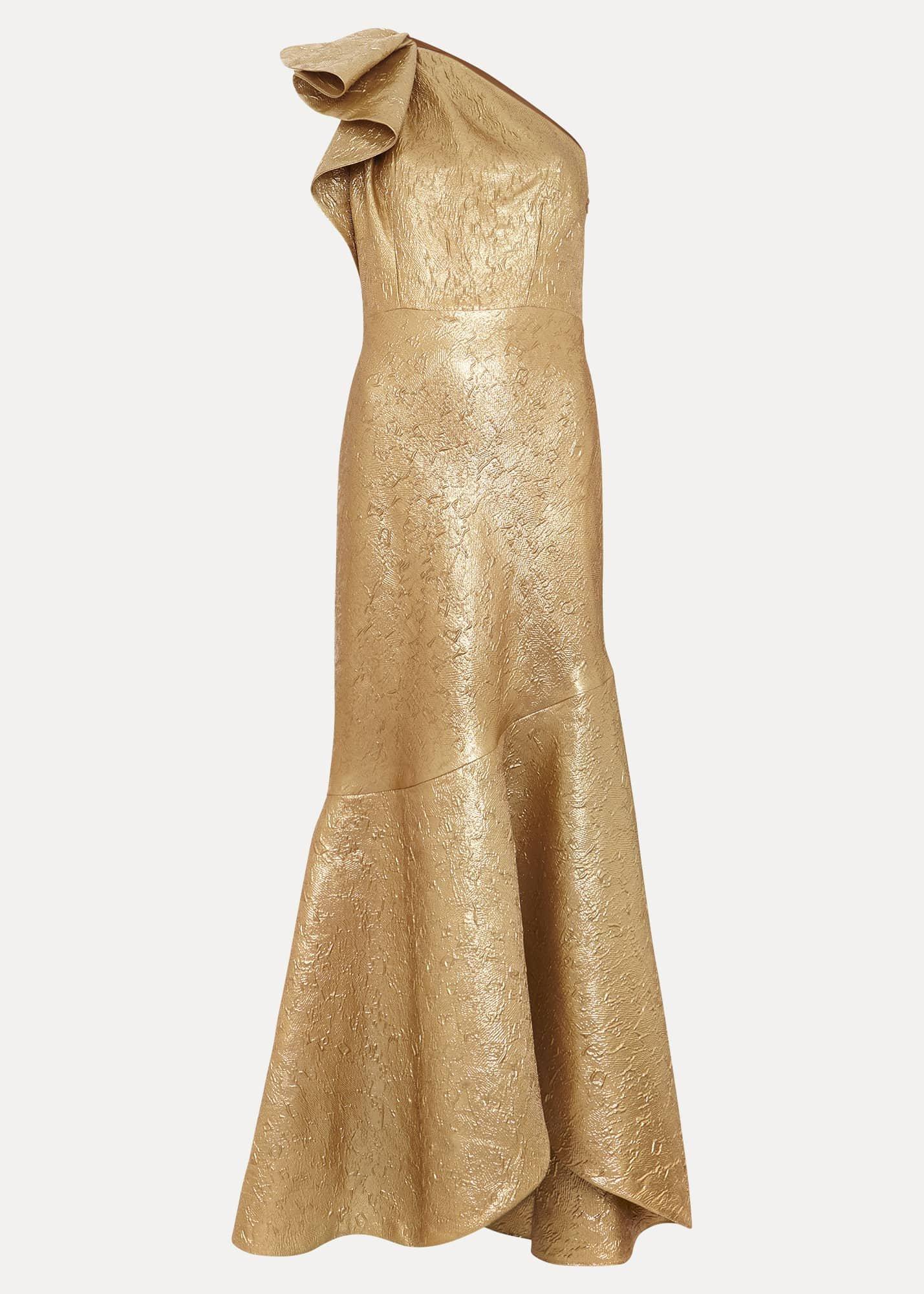 Deniz One Shoulder Jacquard Maxi Dress