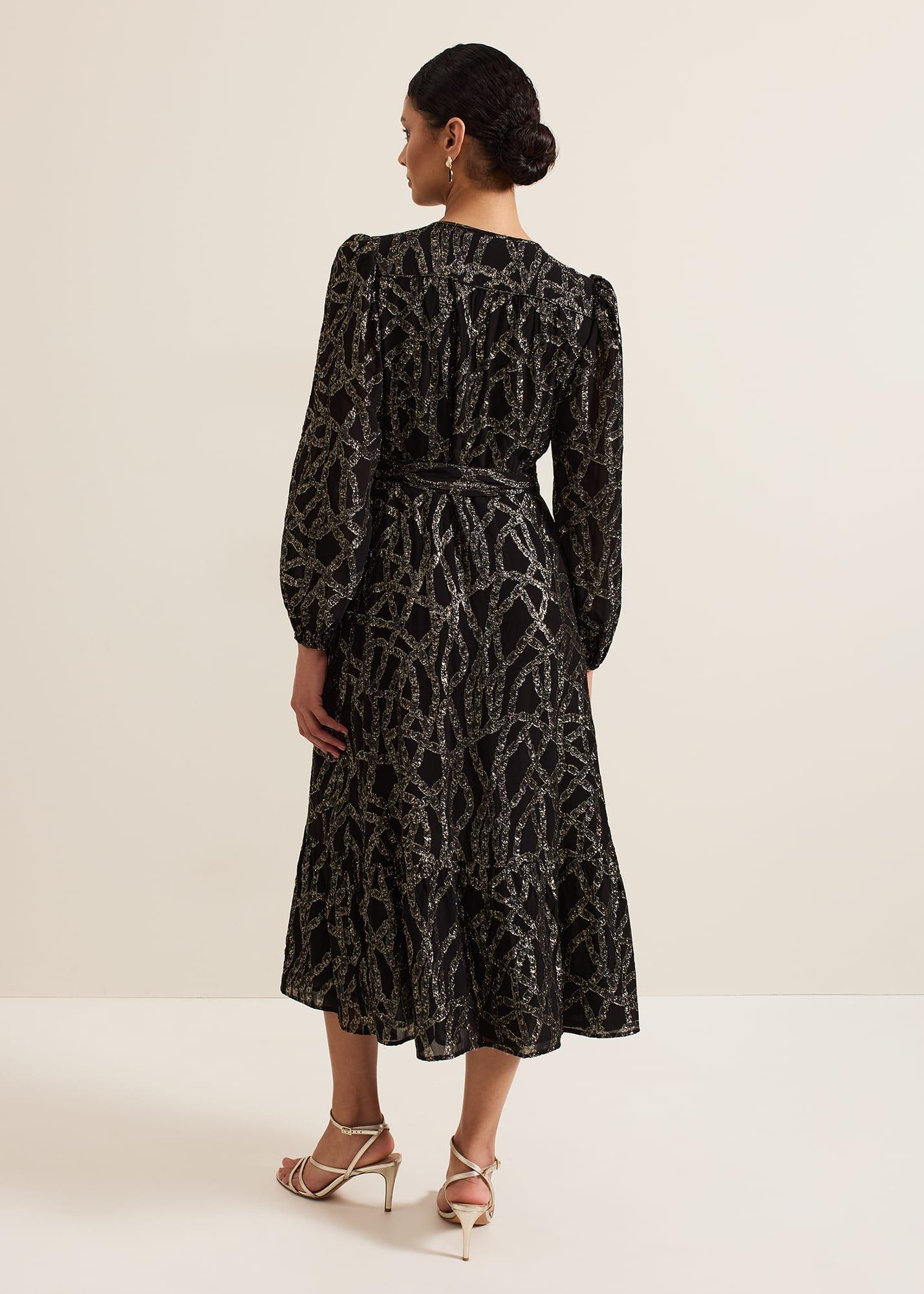 Jazminda Shimmer Wrap Midi Dress
