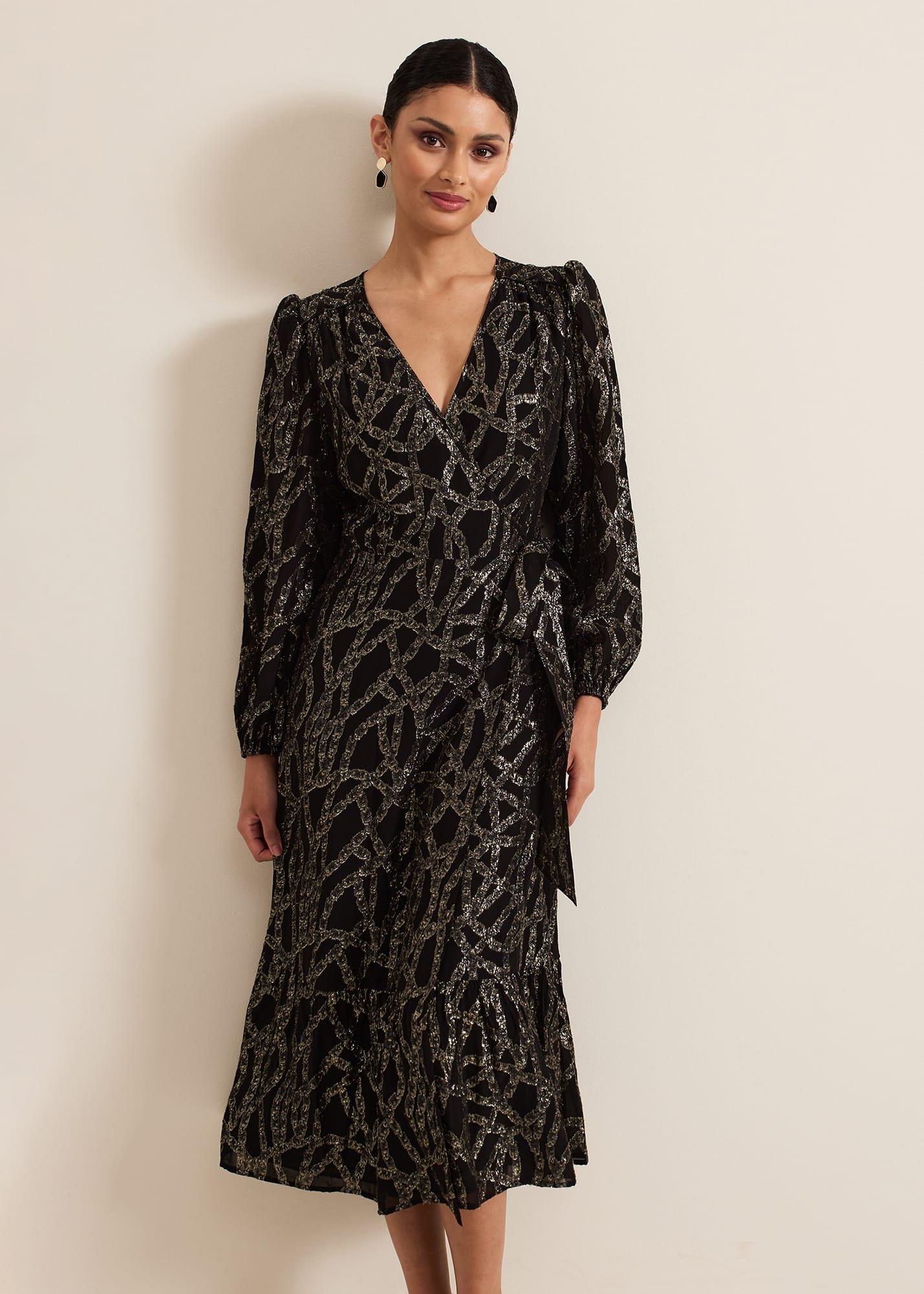${product-id}-Jazminda Shimmer Wrap Midi Dress-Black/Multi-${view-type}