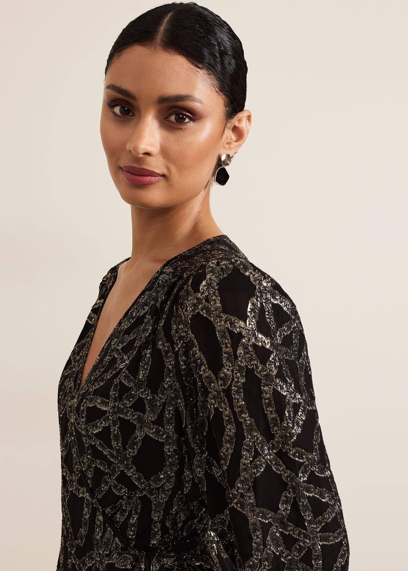 ${product-id}-Jazminda Shimmer Wrap Midi Dress-Black/Multi-${view-type}