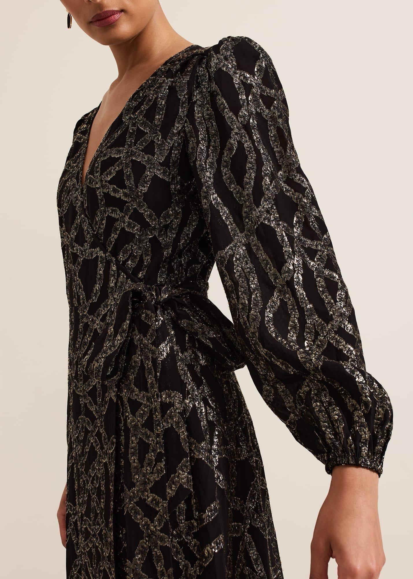 ${product-id}-Jazminda Shimmer Wrap Midi Dress-Black/Multi-${view-type}