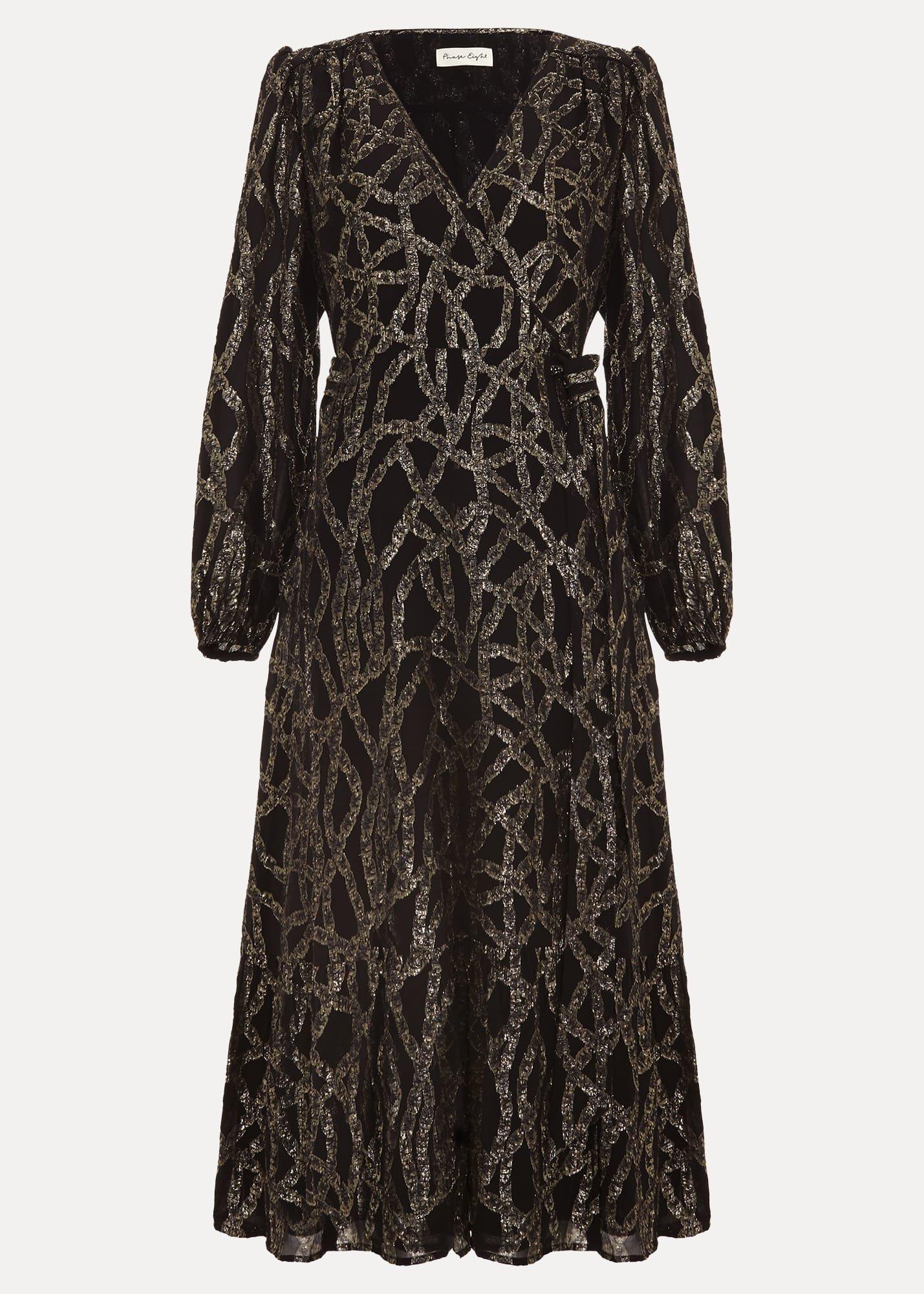 Jazminda Shimmer Wrap Midi Dress