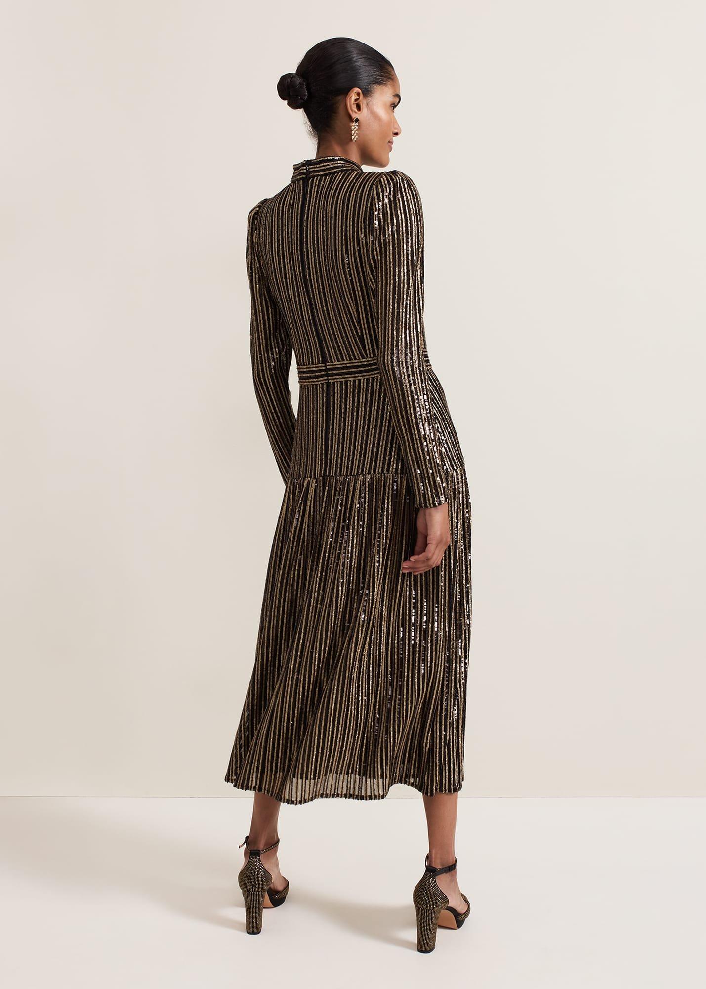 ${product-id}-Gloria Sequin Stripe Midi Dress-Black/Multi-${view-type}