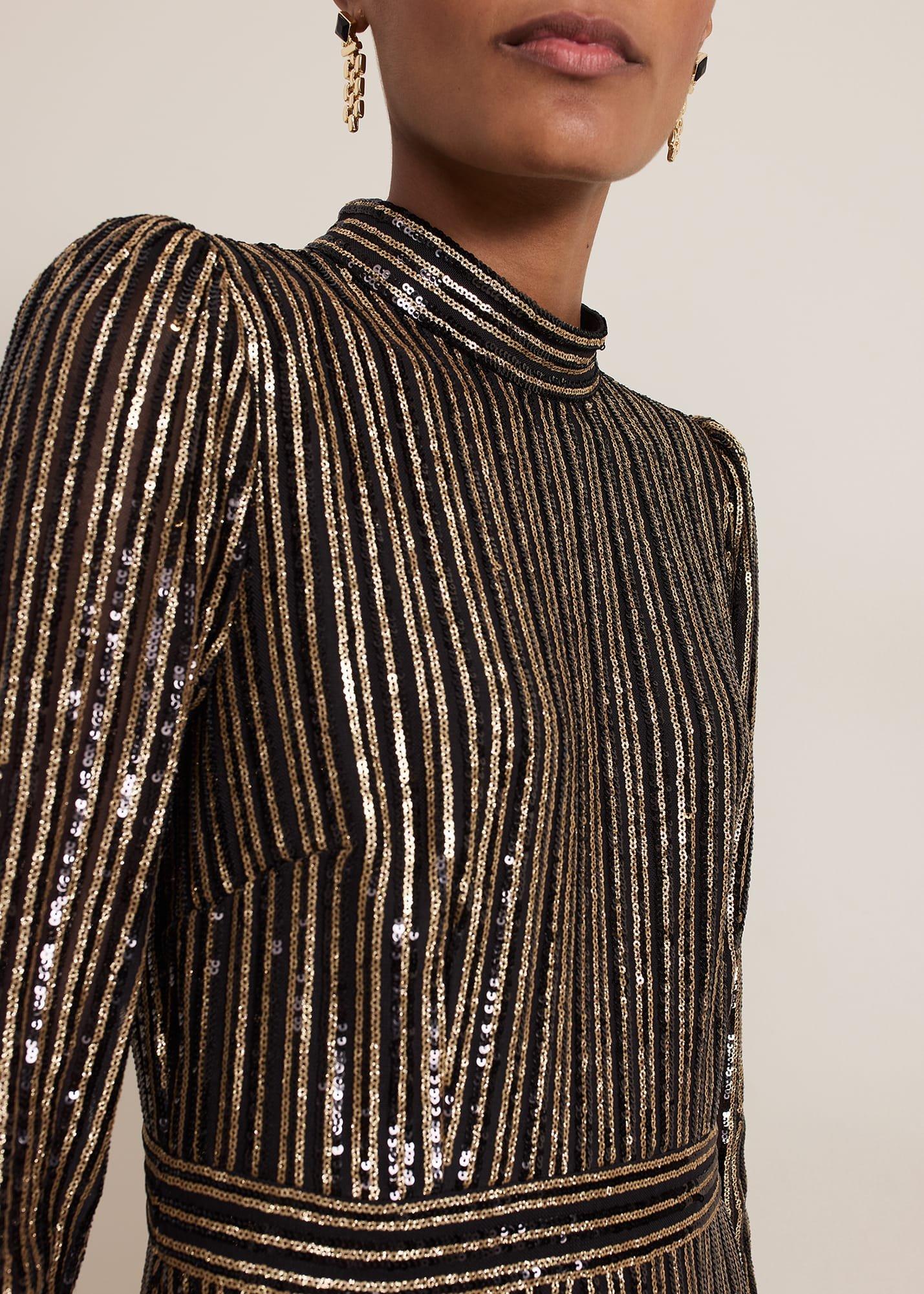 ${product-id}-Gloria Sequin Stripe Midi Dress-Black/Multi-${view-type}