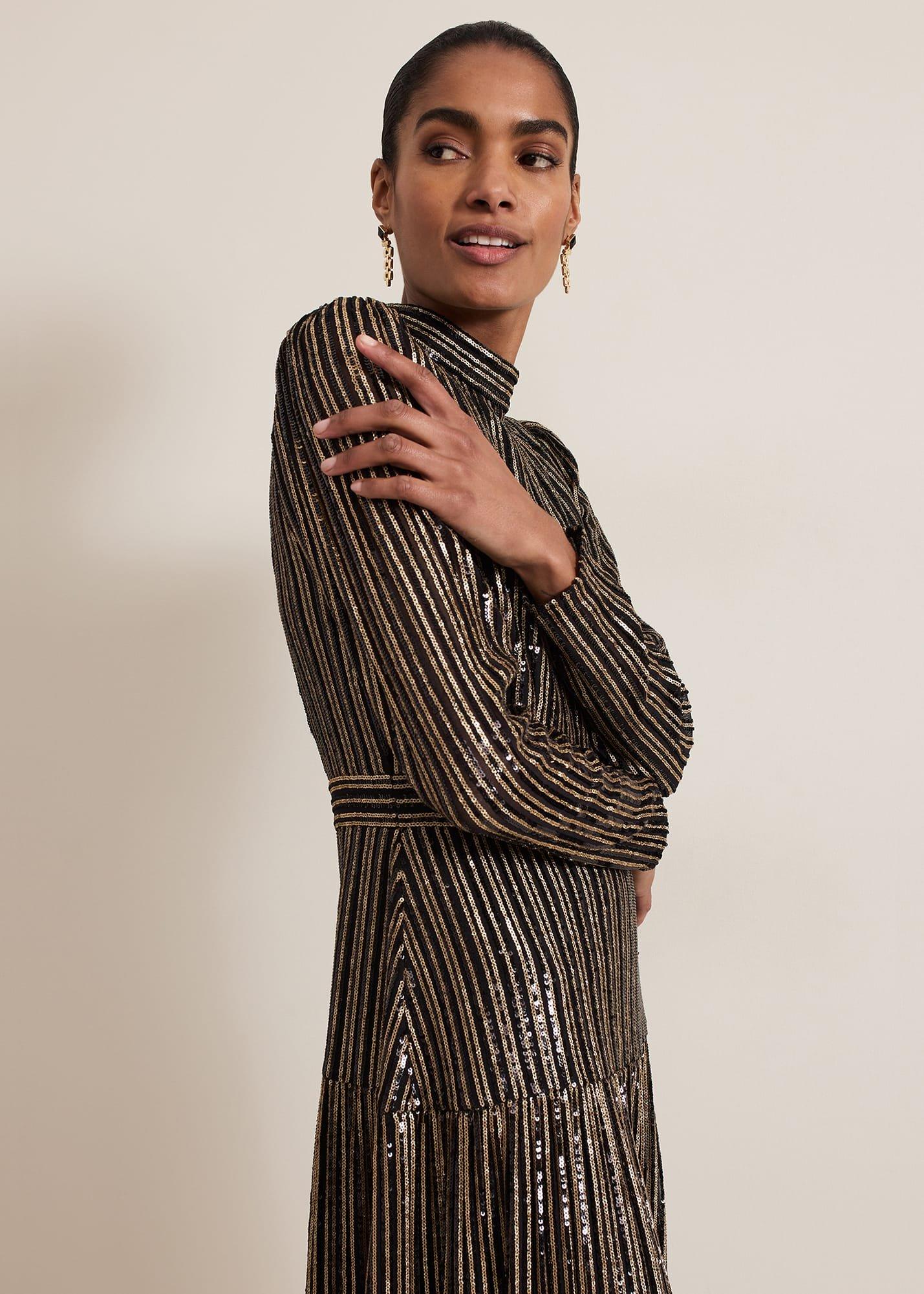 ${product-id}-Gloria Sequin Stripe Midi Dress-Black/Multi-${view-type}