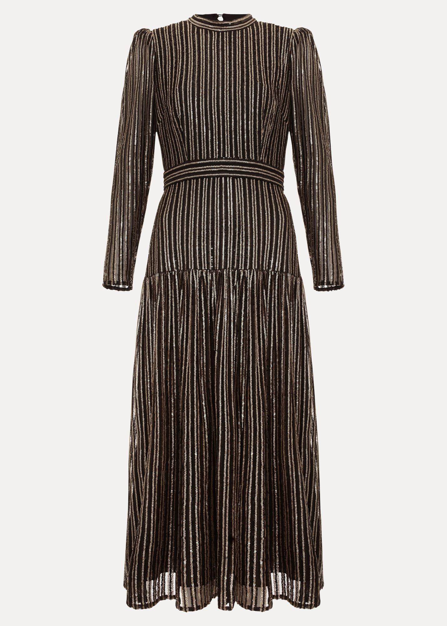 Gloria Sequin Stripe Midi Dress
