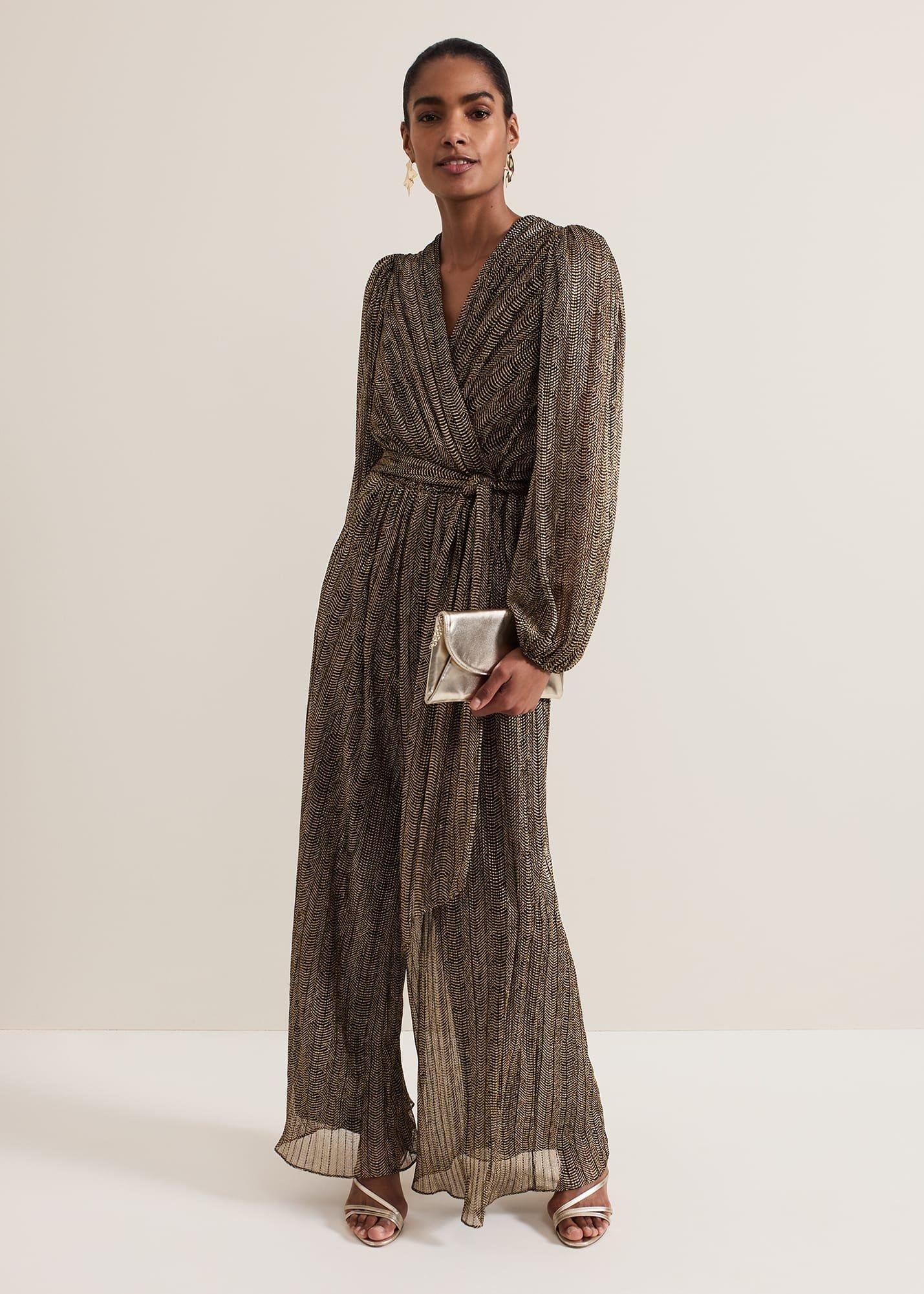 Alli Gold Textured Jumpsuit