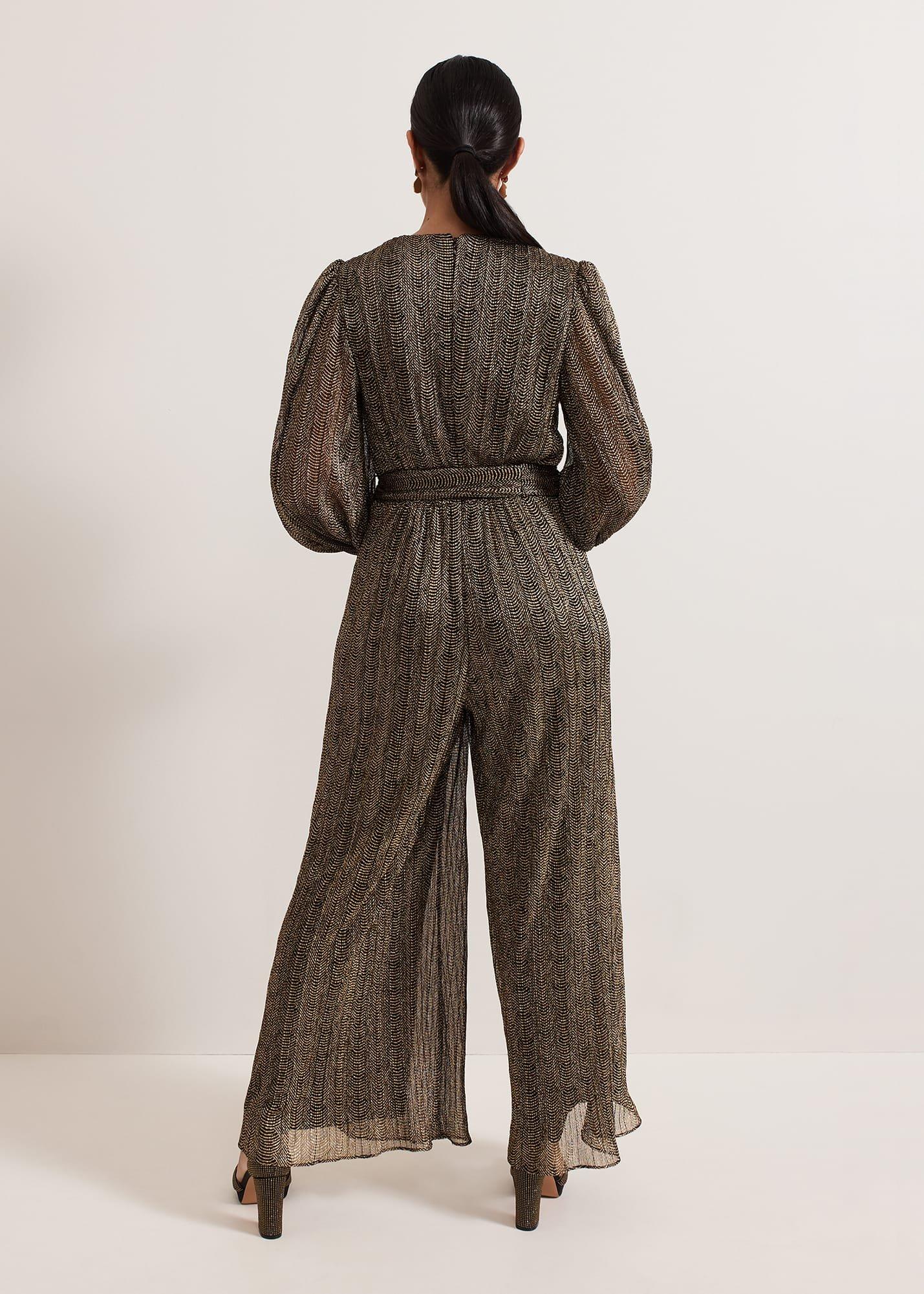 Petite Alli Gold Textured Jumpsuit