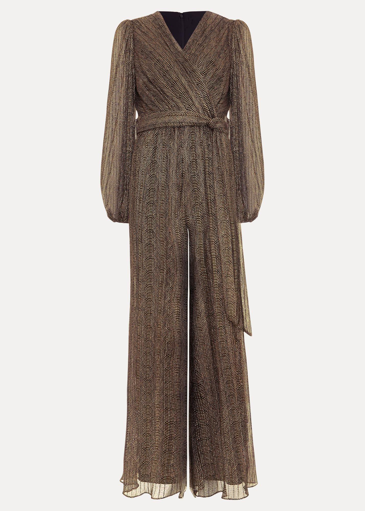 Petite Alli Gold Textured Jumpsuit