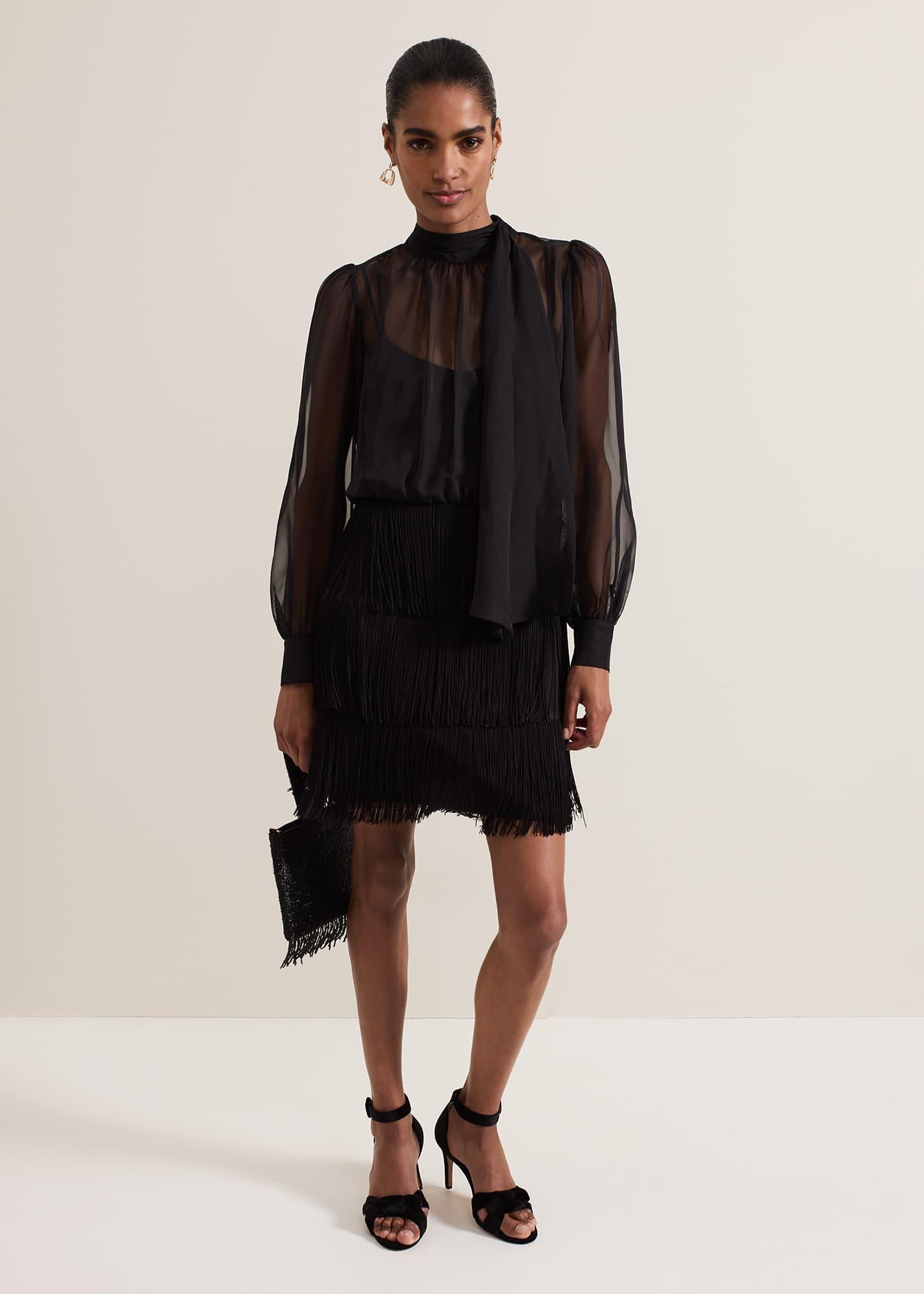 ${product-id}-Felicity Black Fringe Skirt Dress-Black-${view-type}