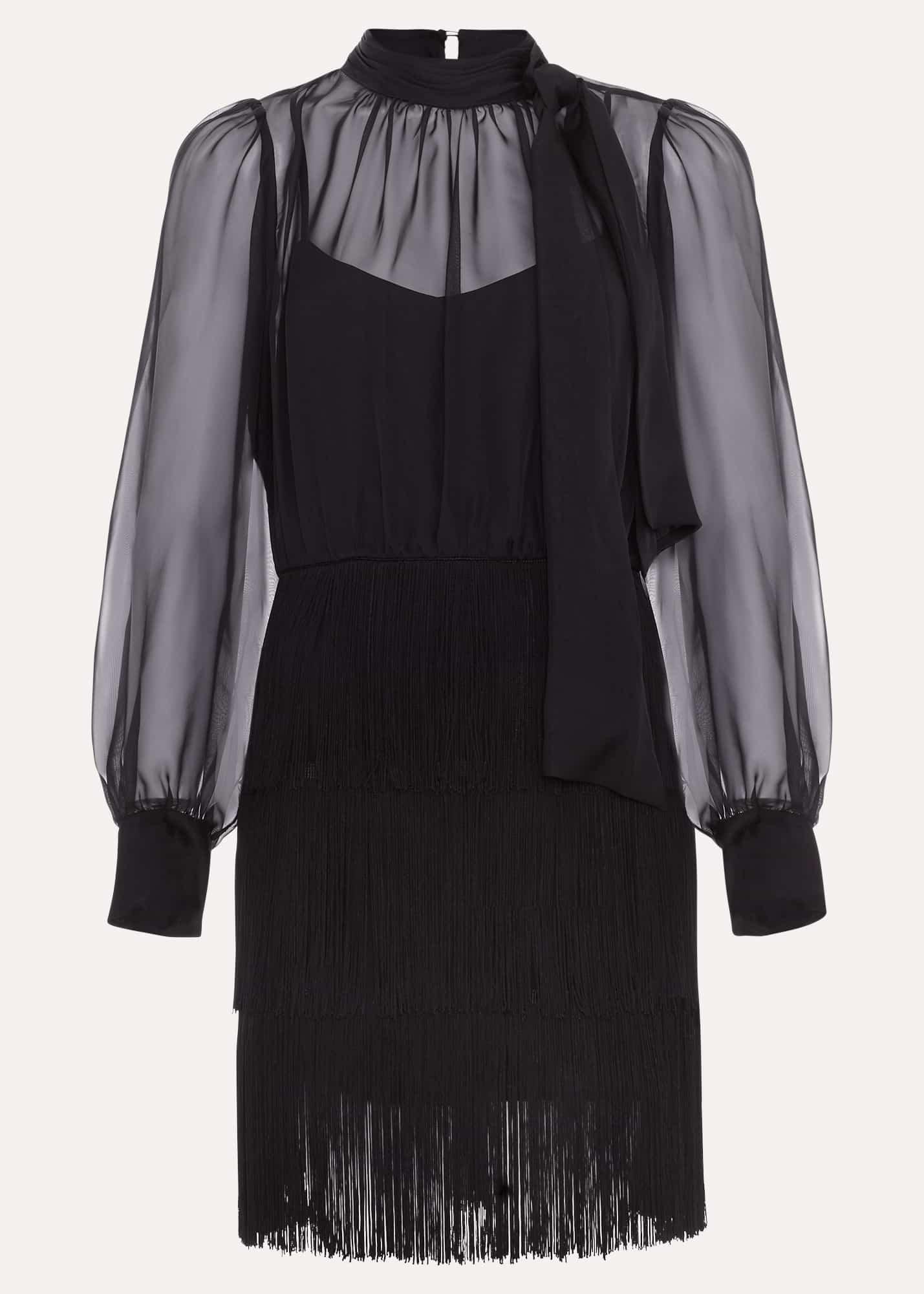 Felicity Black Fringe Skirt Dress