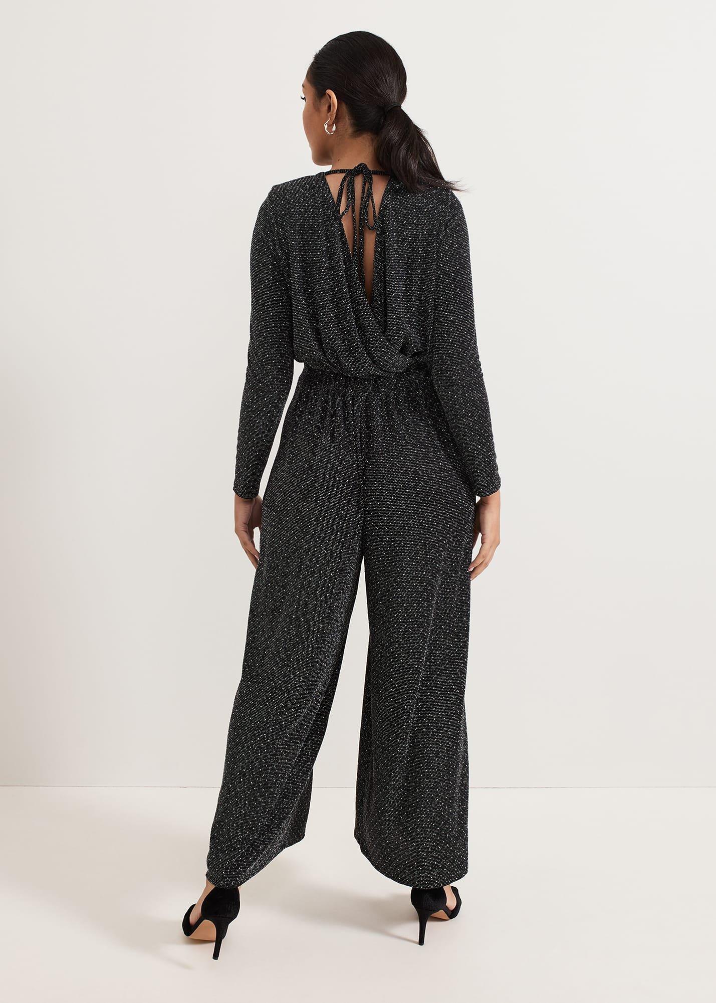 Petite Sasha Black Sparkle Jumpsuit