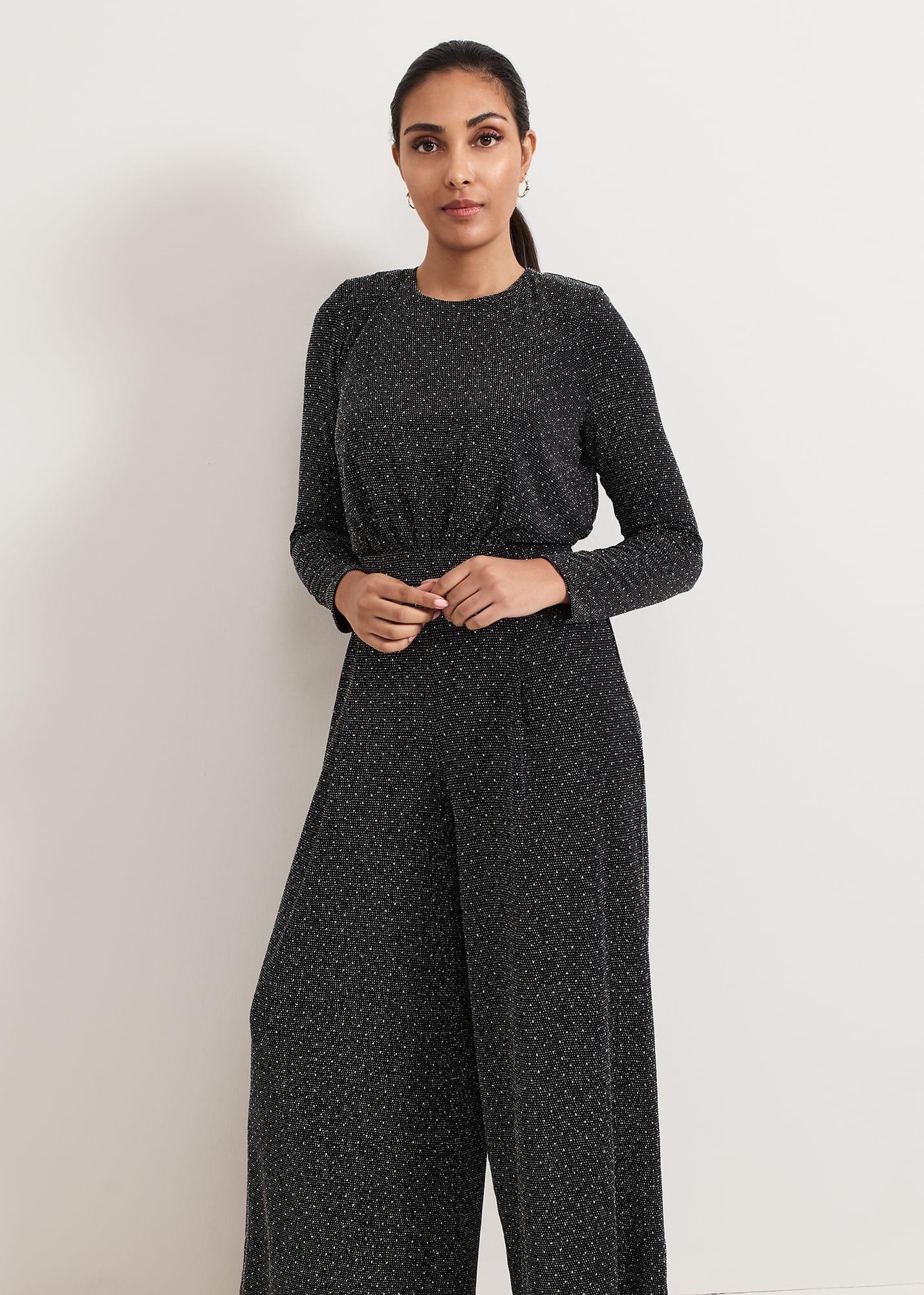 Petite Sasha Black Sparkle Jumpsuit