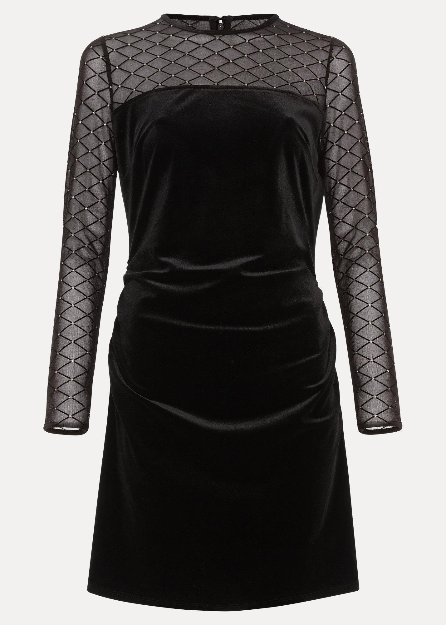 Ambrose Black Velvet Lattice Mini Dress