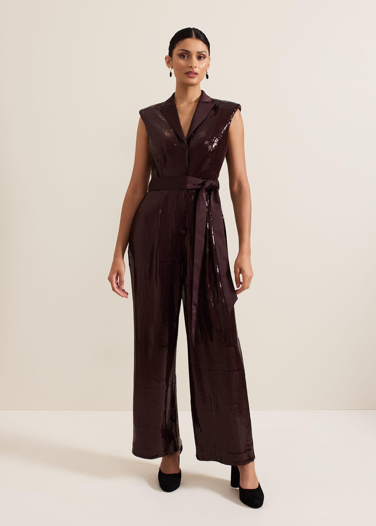 Ivey Burgundy Sequin Jumpsuit