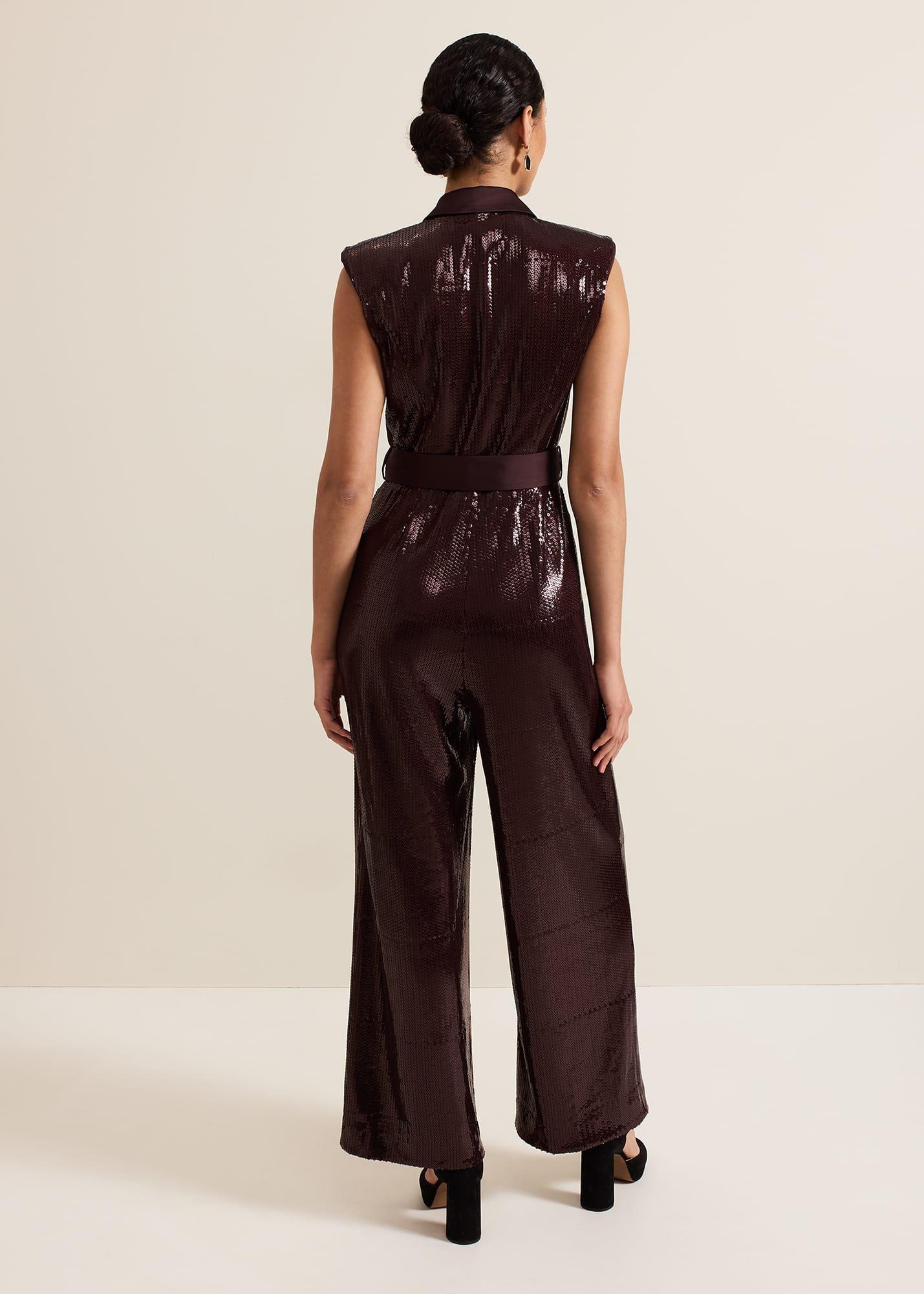 Ivey Burgundy Sequin Jumpsuit