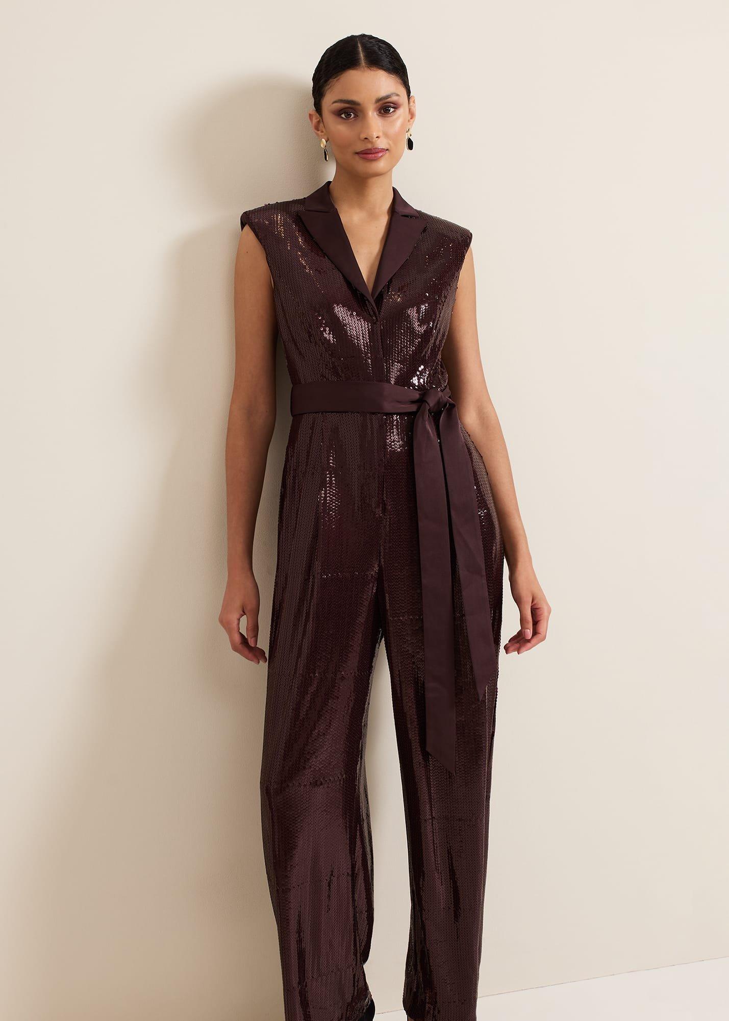 Ivey Burgundy Sequin Jumpsuit