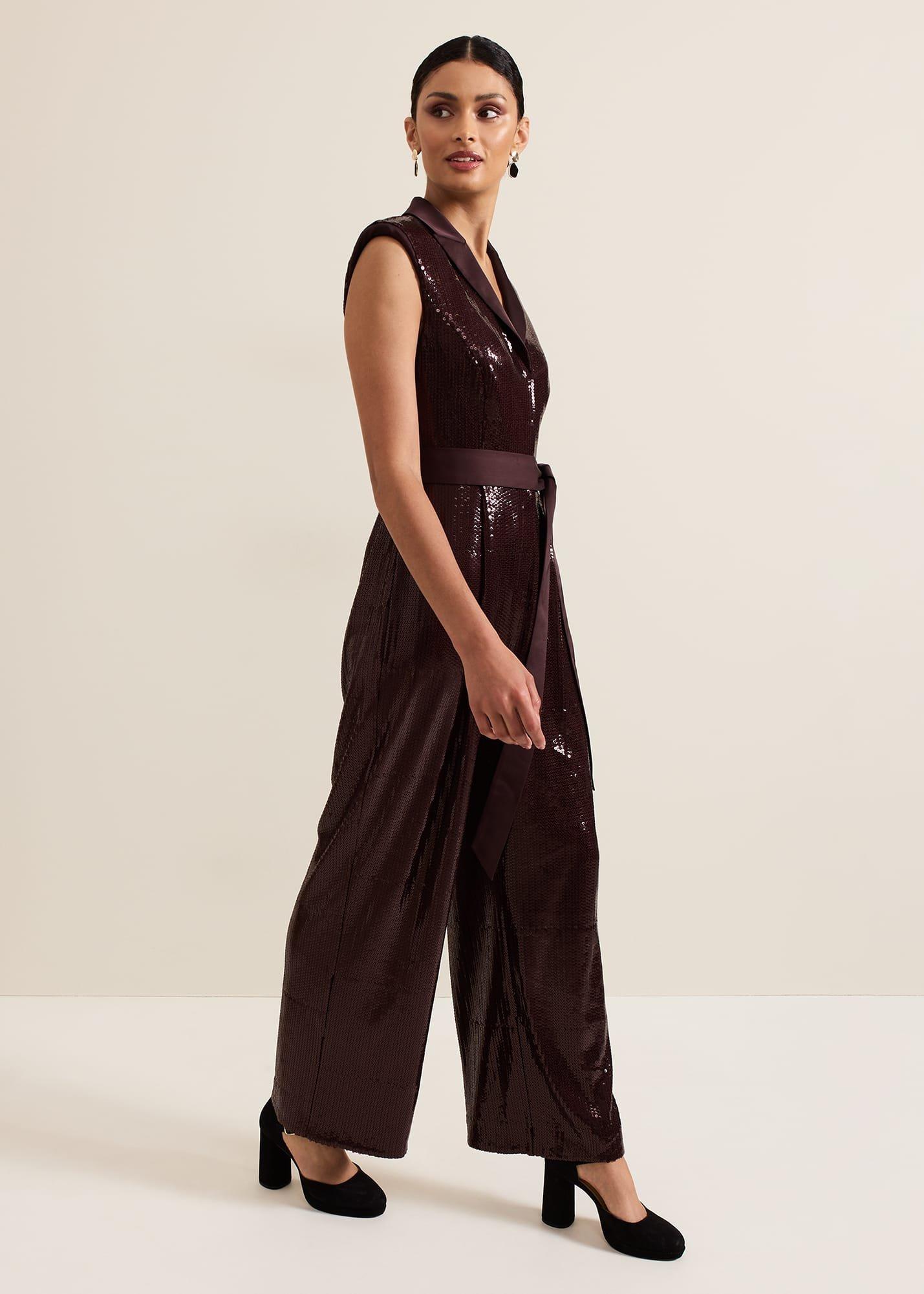 Ivey Burgundy Sequin Jumpsuit