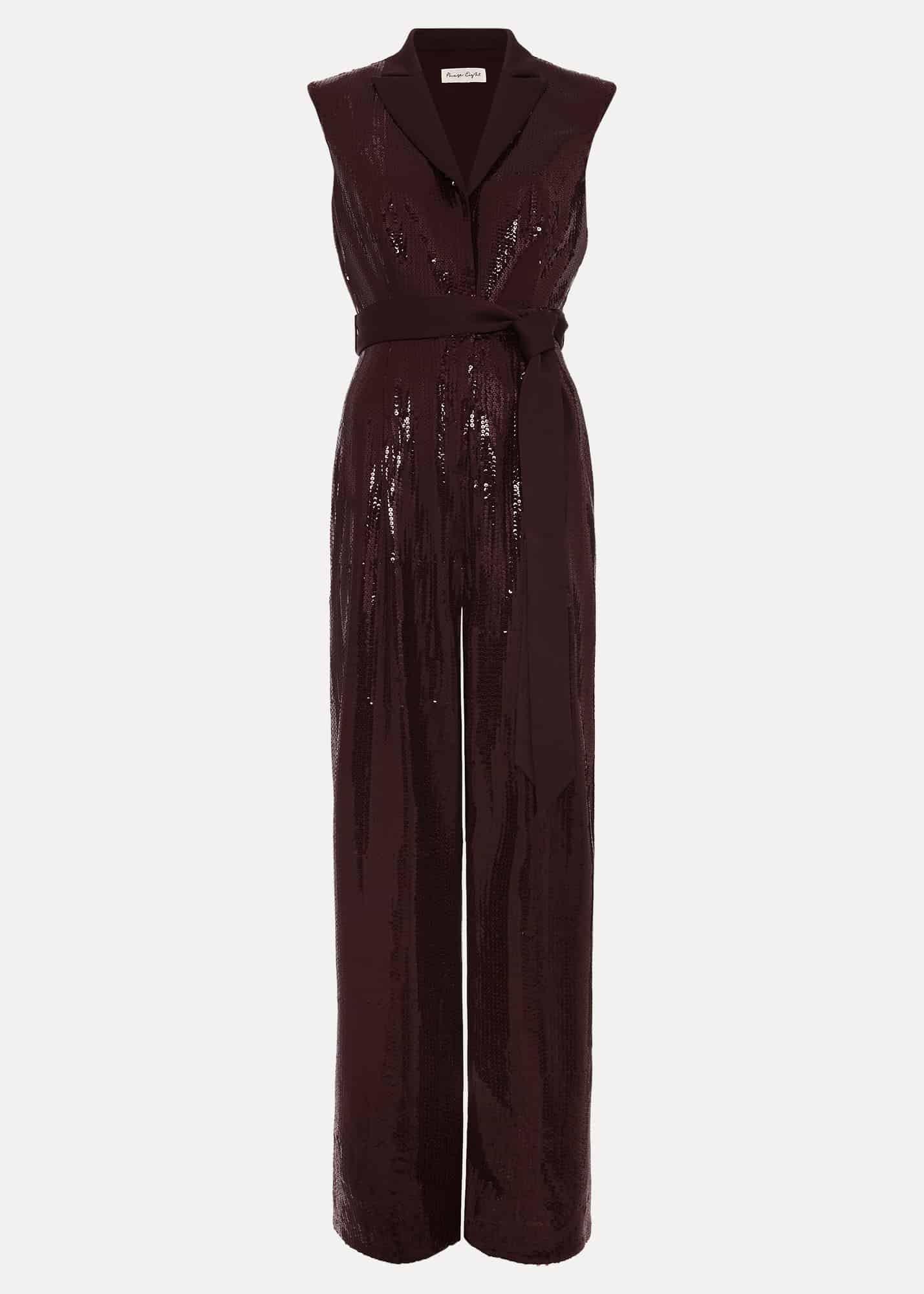 Ivey Burgundy Sequin Jumpsuit