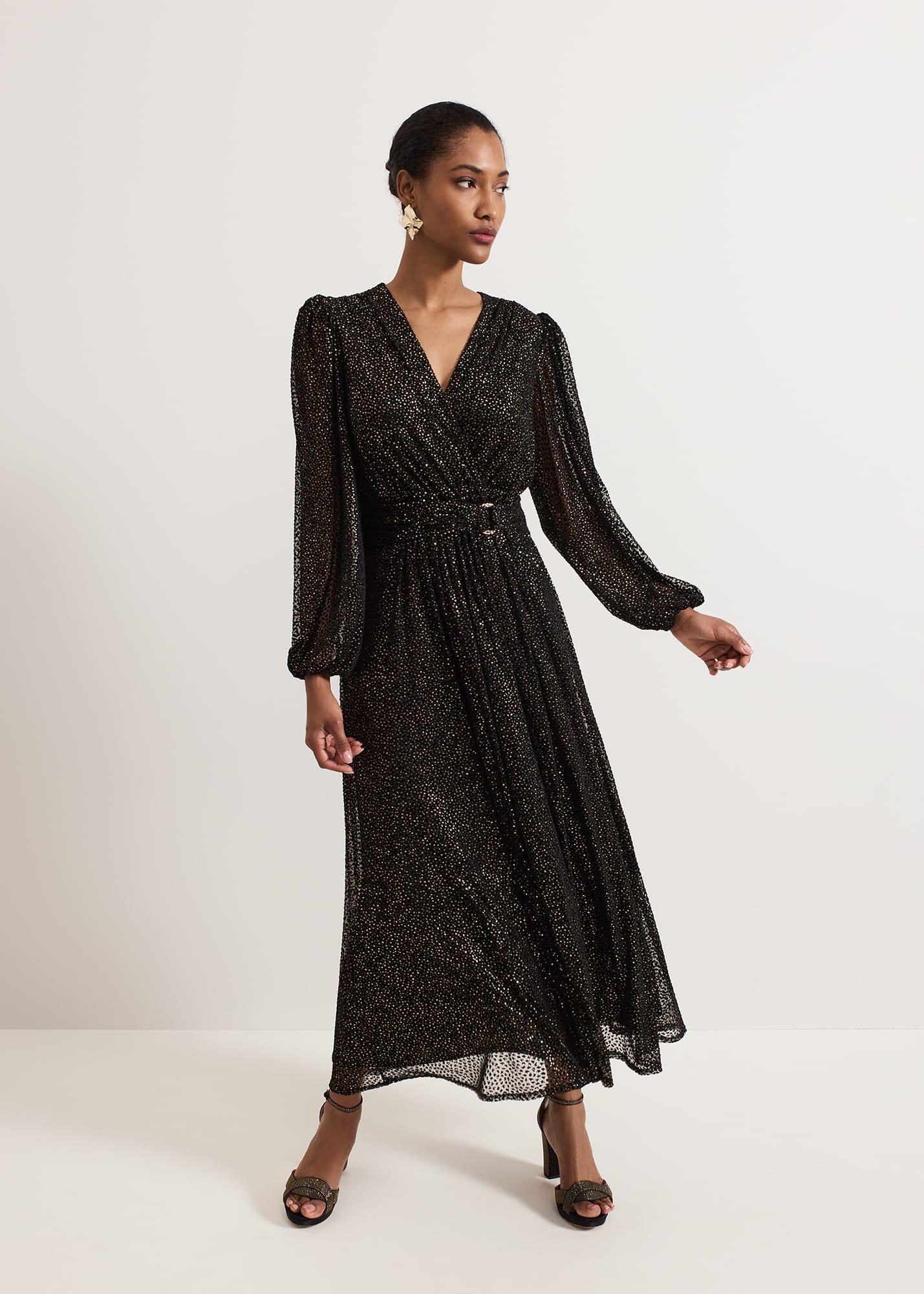 Emre Shimmer Burnout Midi Dress