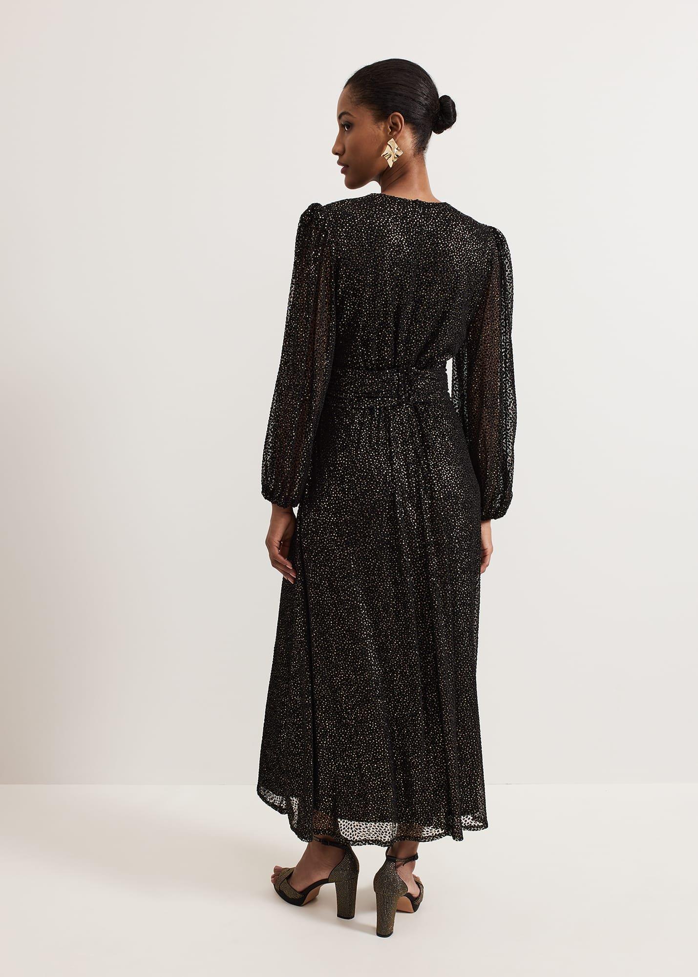 Emre Shimmer Burnout Midi Dress