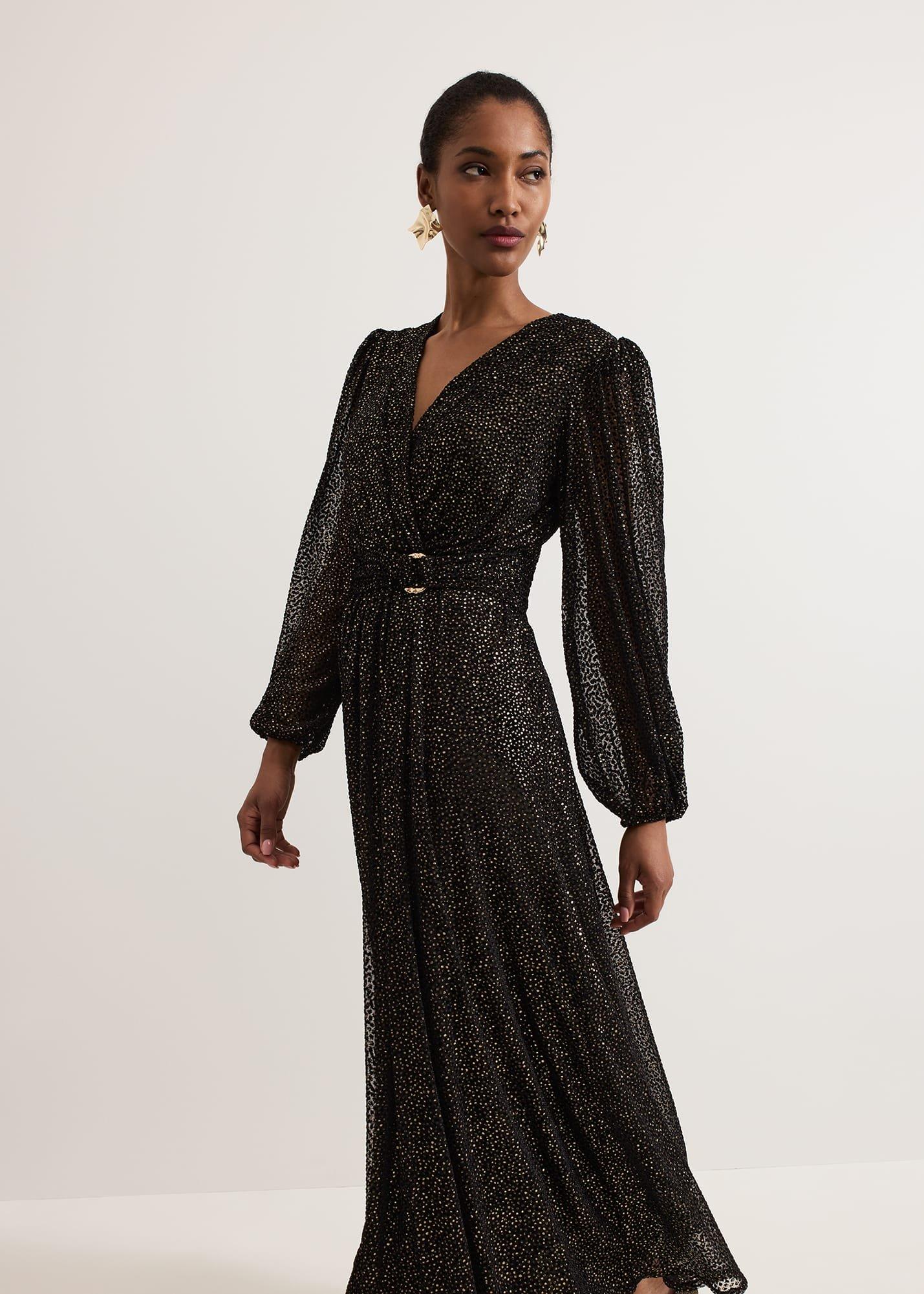 Emre Shimmer Burnout Midi Dress