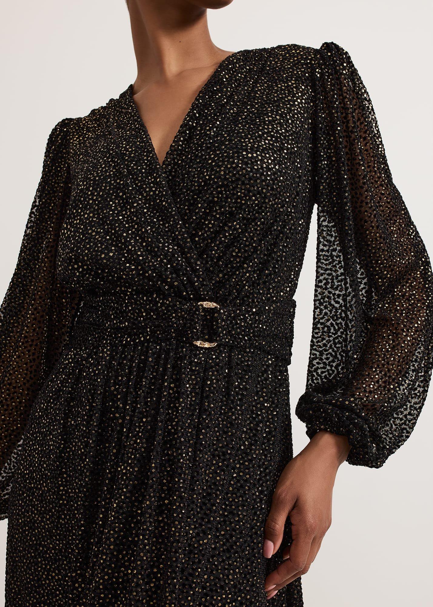 Emre Shimmer Burnout Midi Dress
