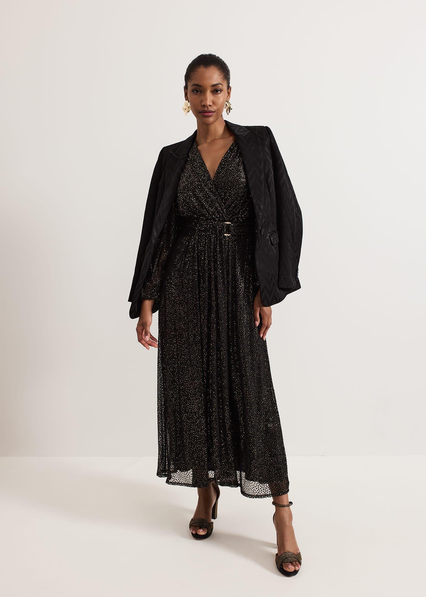 Emre Shimmer Burnout Midi Dress