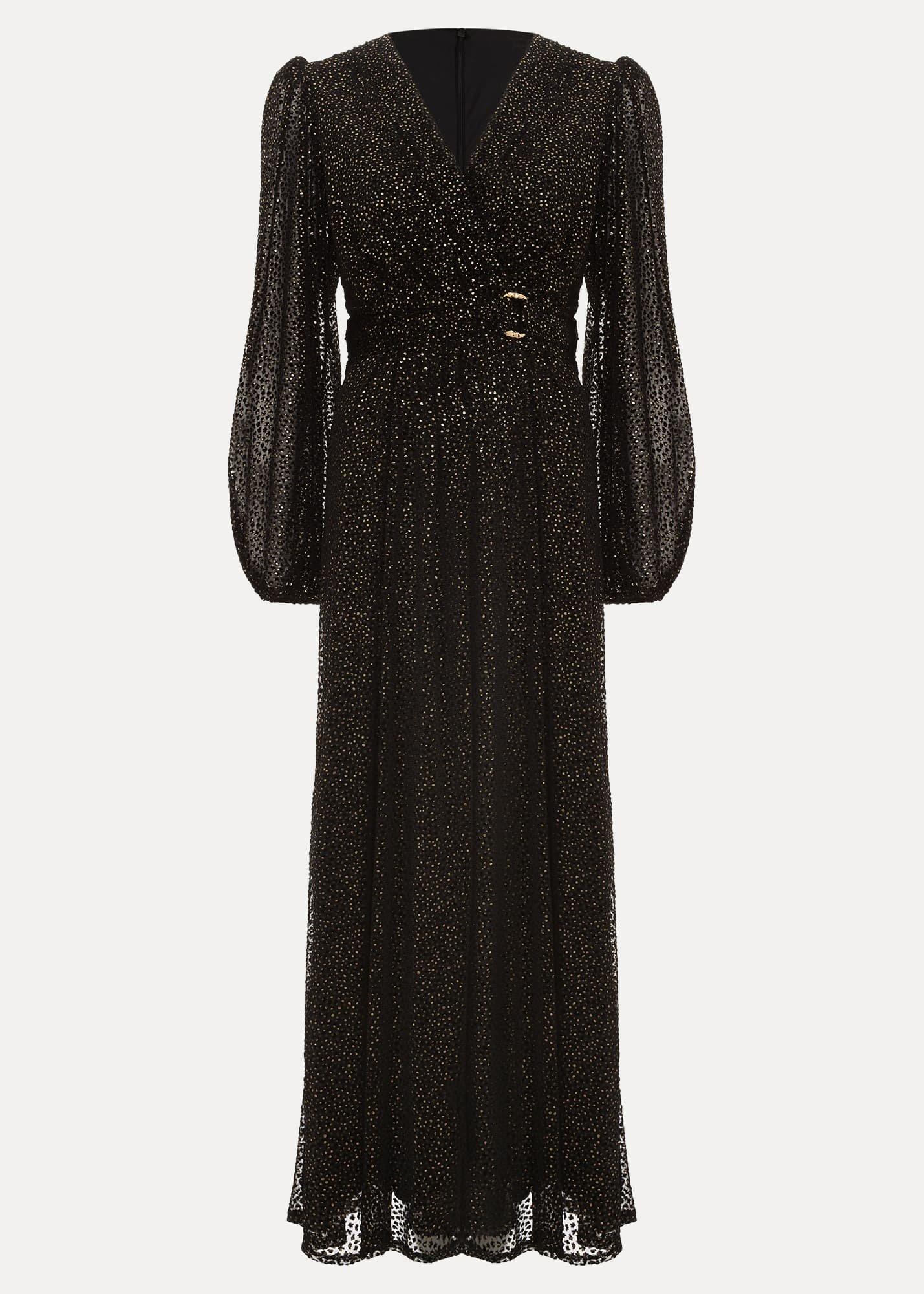 Emre Shimmer Burnout Midi Dress
