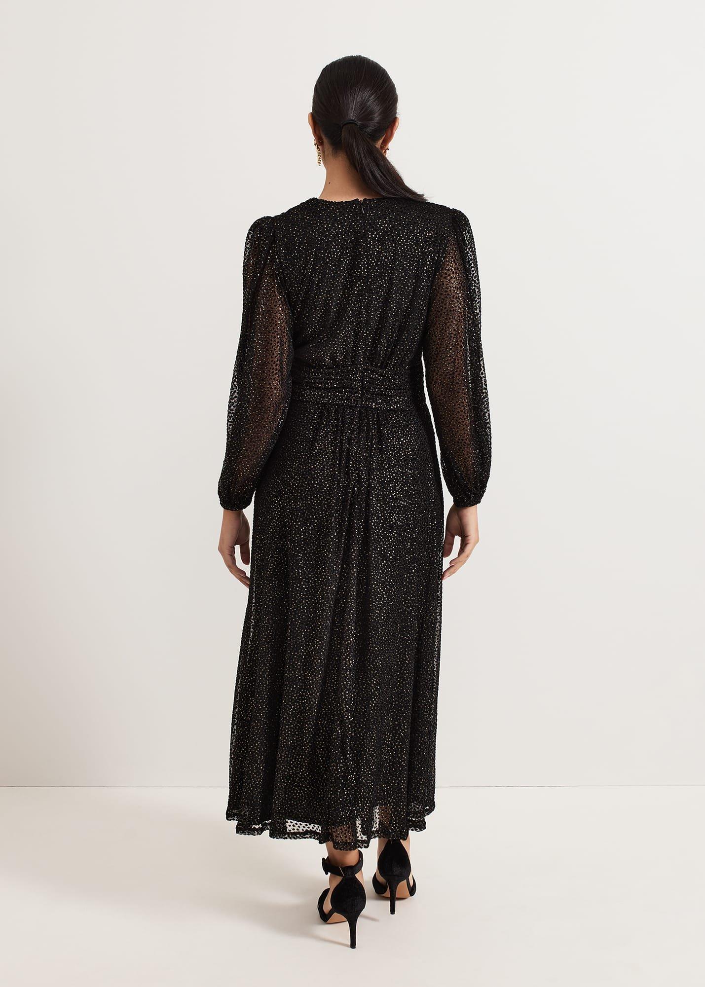 Petite Emre Shimmer Burnout Midi Dress