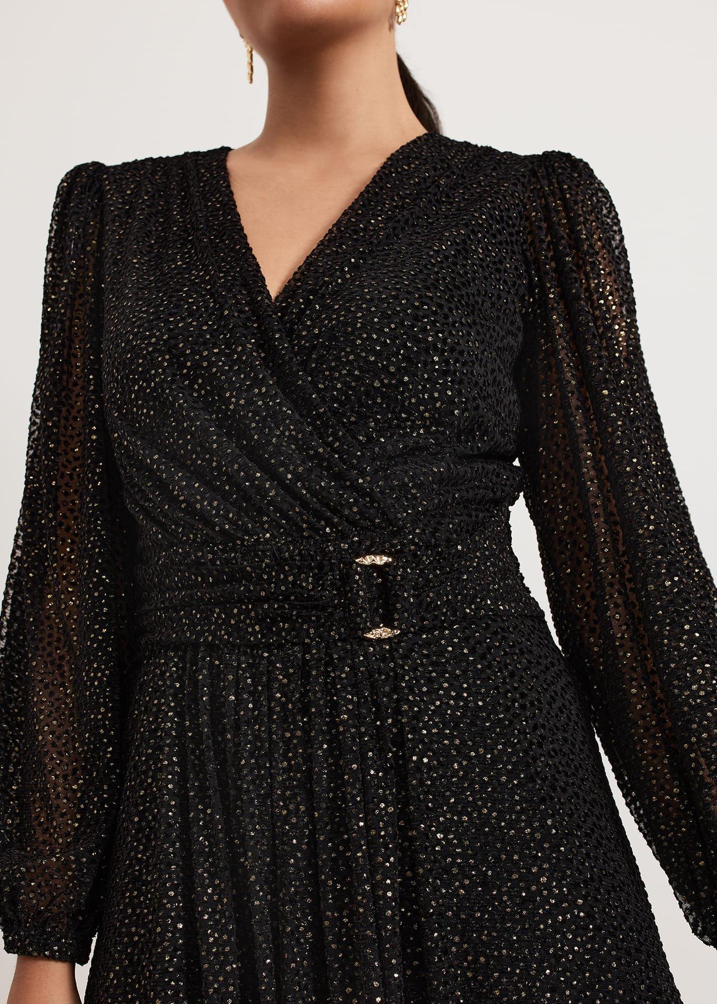 Petite Emre Shimmer Burnout Midi Dress