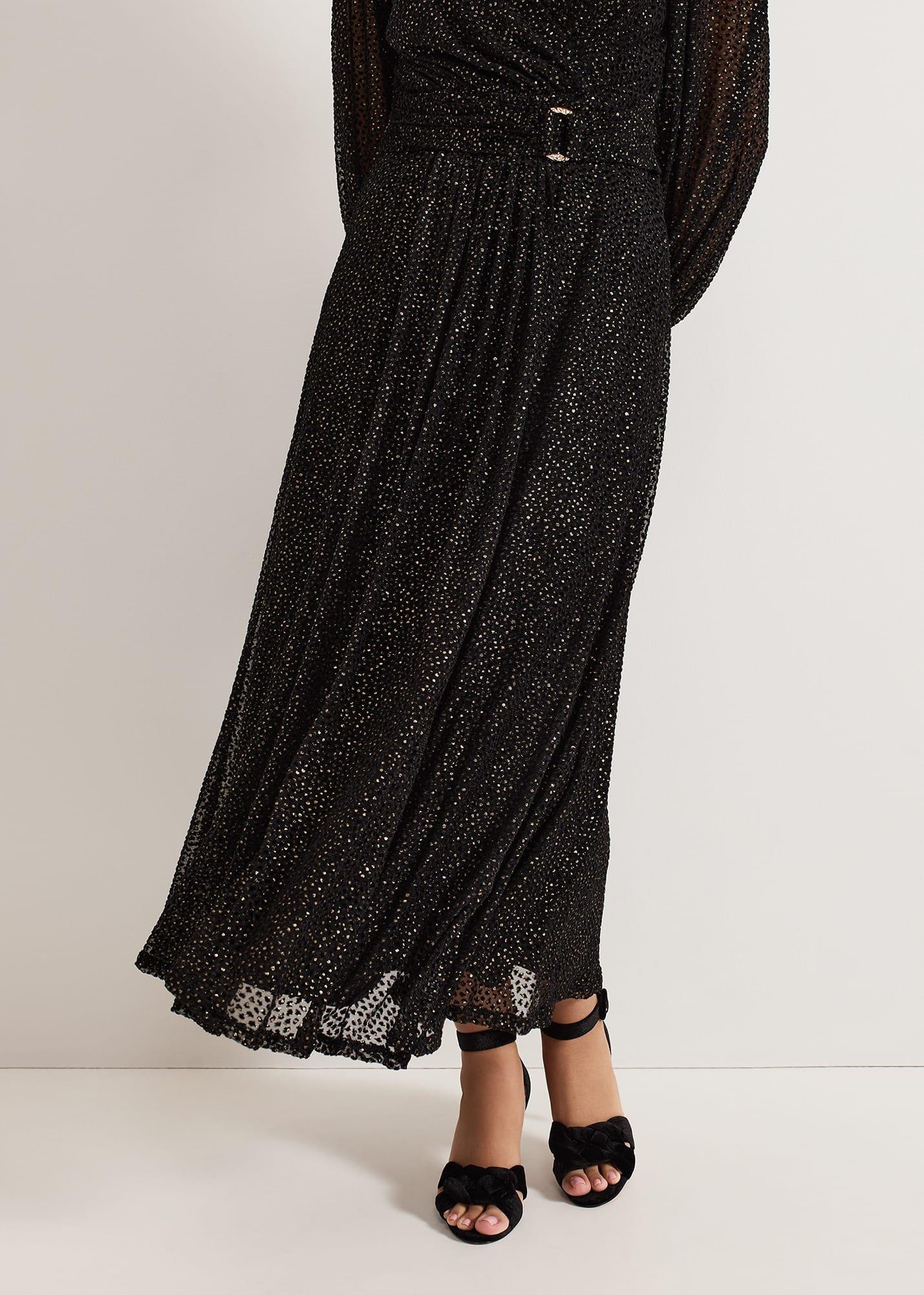 Petite Emre Shimmer Burnout Midi Dress