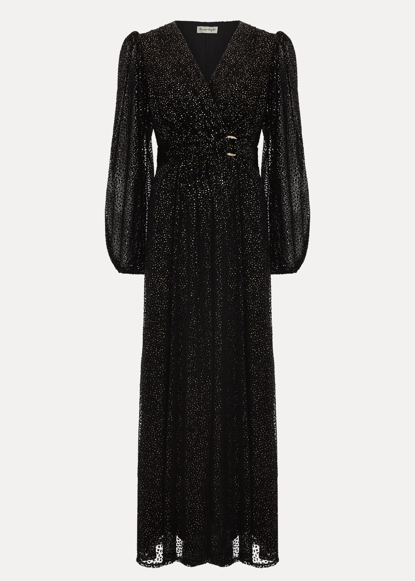 Petite Emre Shimmer Burnout Midi Dress
