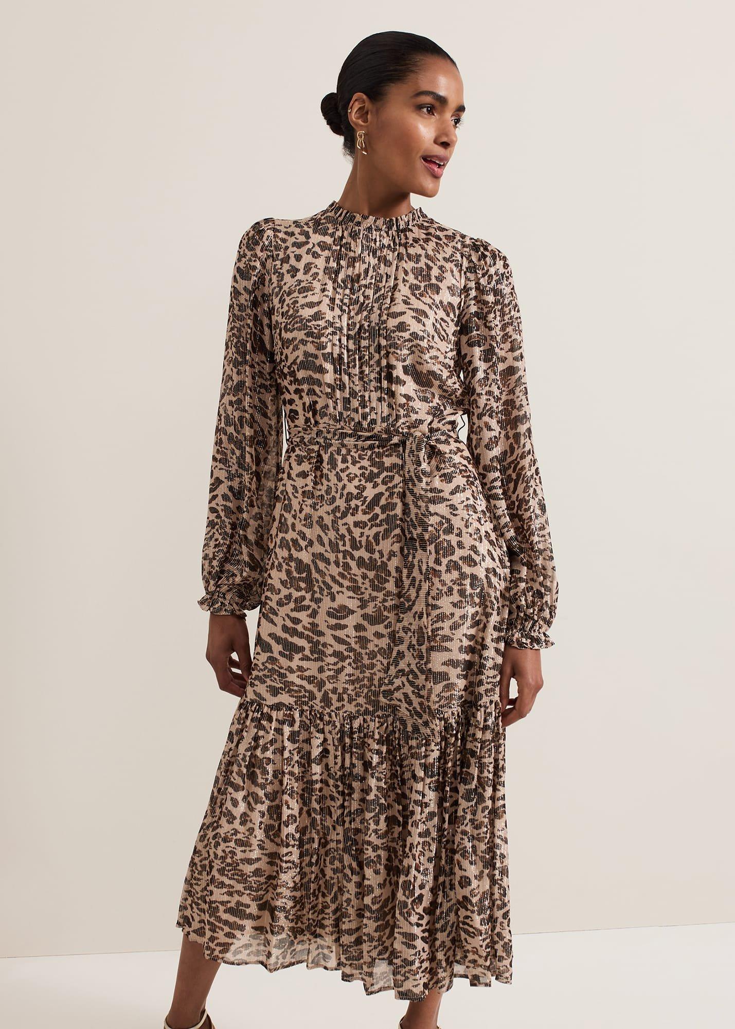 ${product-id}-Eve Leopard Print Shimmer Midi Dress-Multi-Coloured-${view-type}