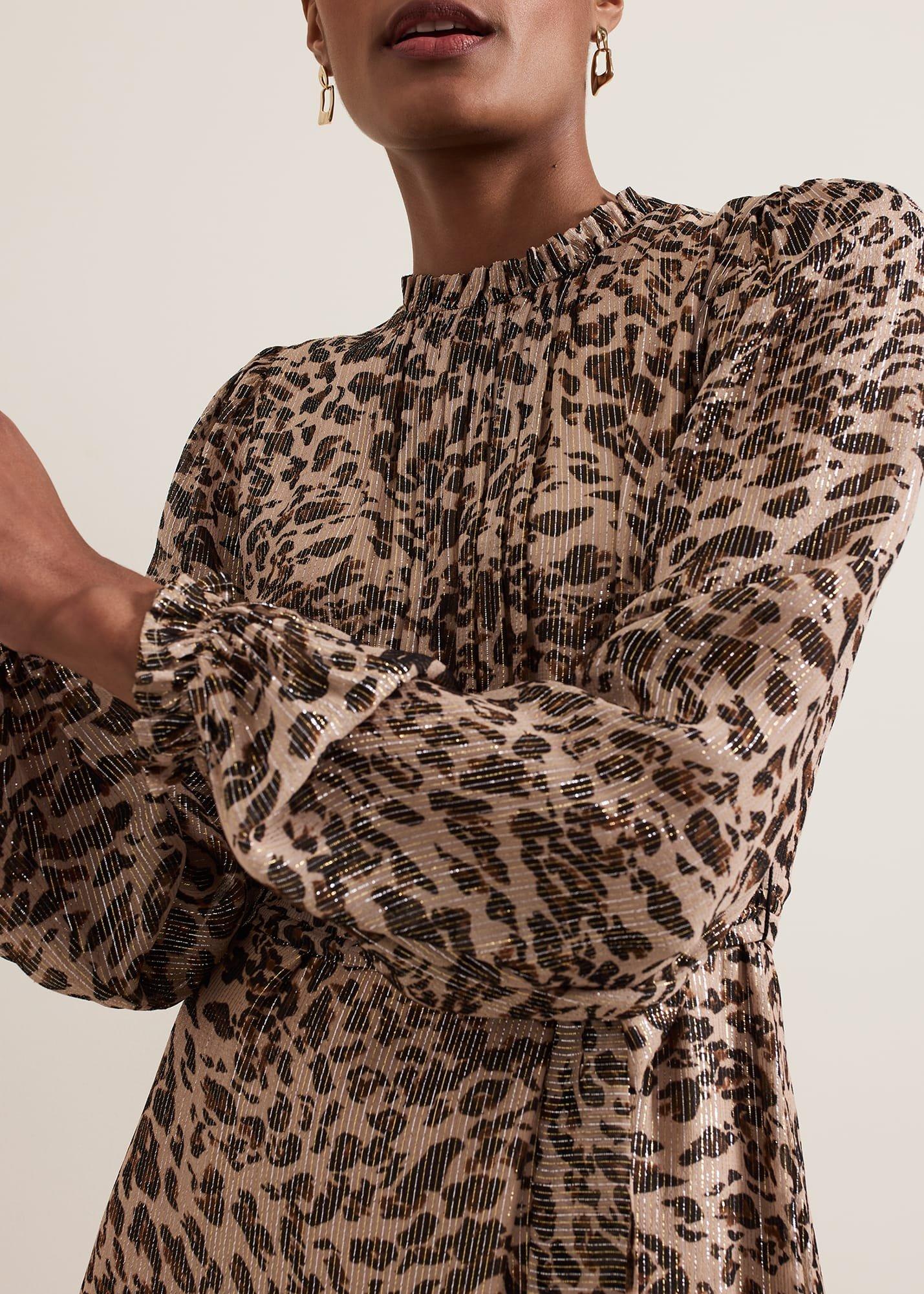${product-id}-Eve Leopard Print Shimmer Midi Dress-Multi-Coloured-${view-type}
