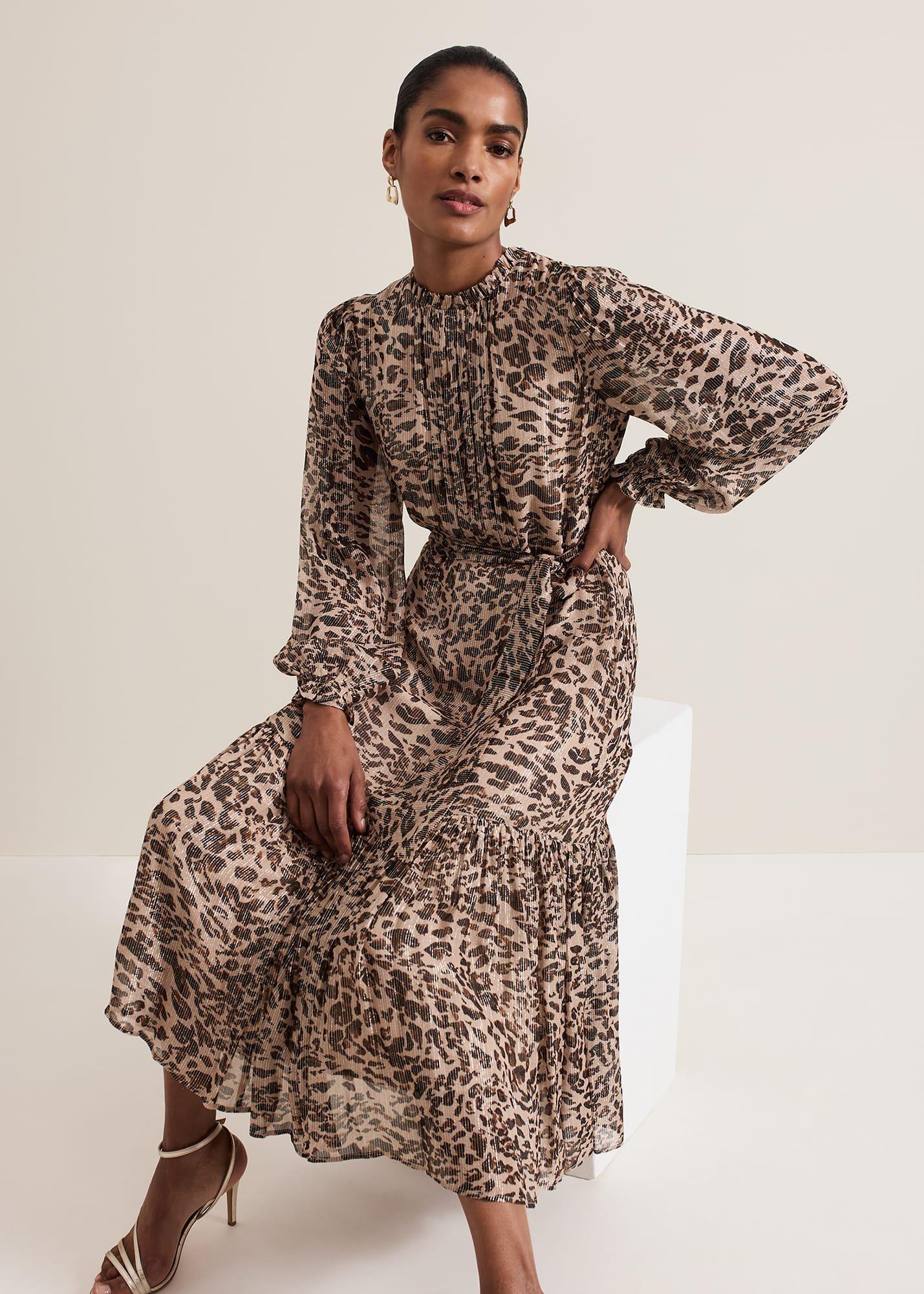 ${product-id}-Eve Leopard Print Shimmer Midi Dress-Multi-Coloured-${view-type}