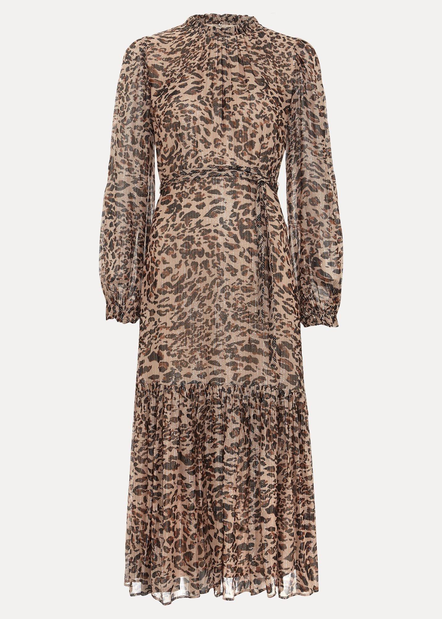 Eve Leopard Print Shimmer Midi Dress