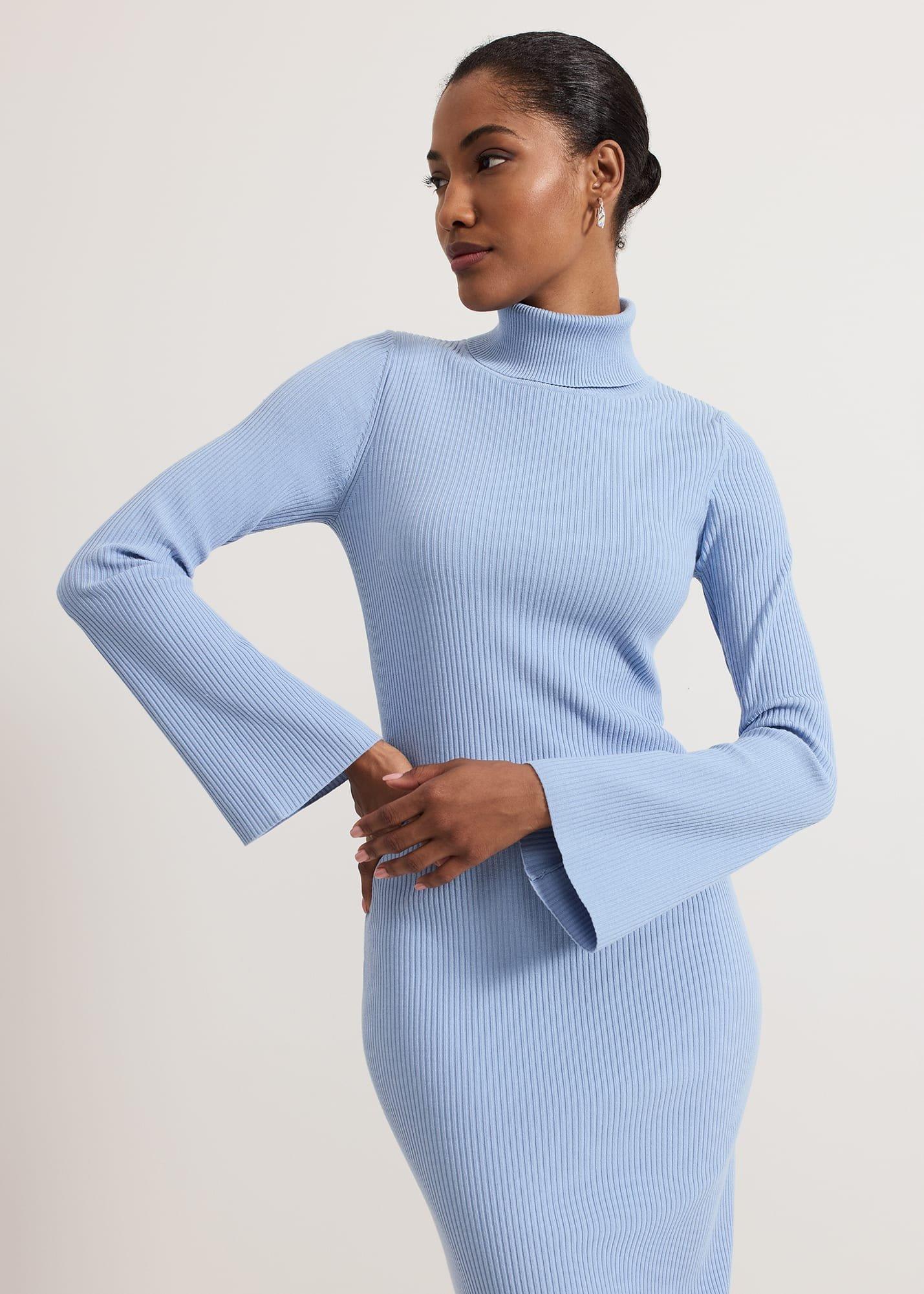 Kylie Blue Roll Neck Dress