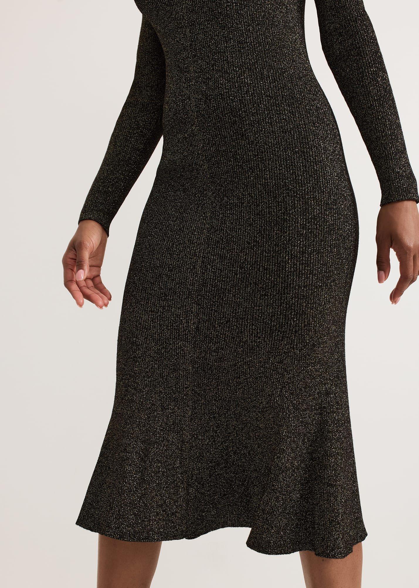 ${product-id}-Petite Tillie Lurex Flippy Hem Dress-Gold-${view-type}