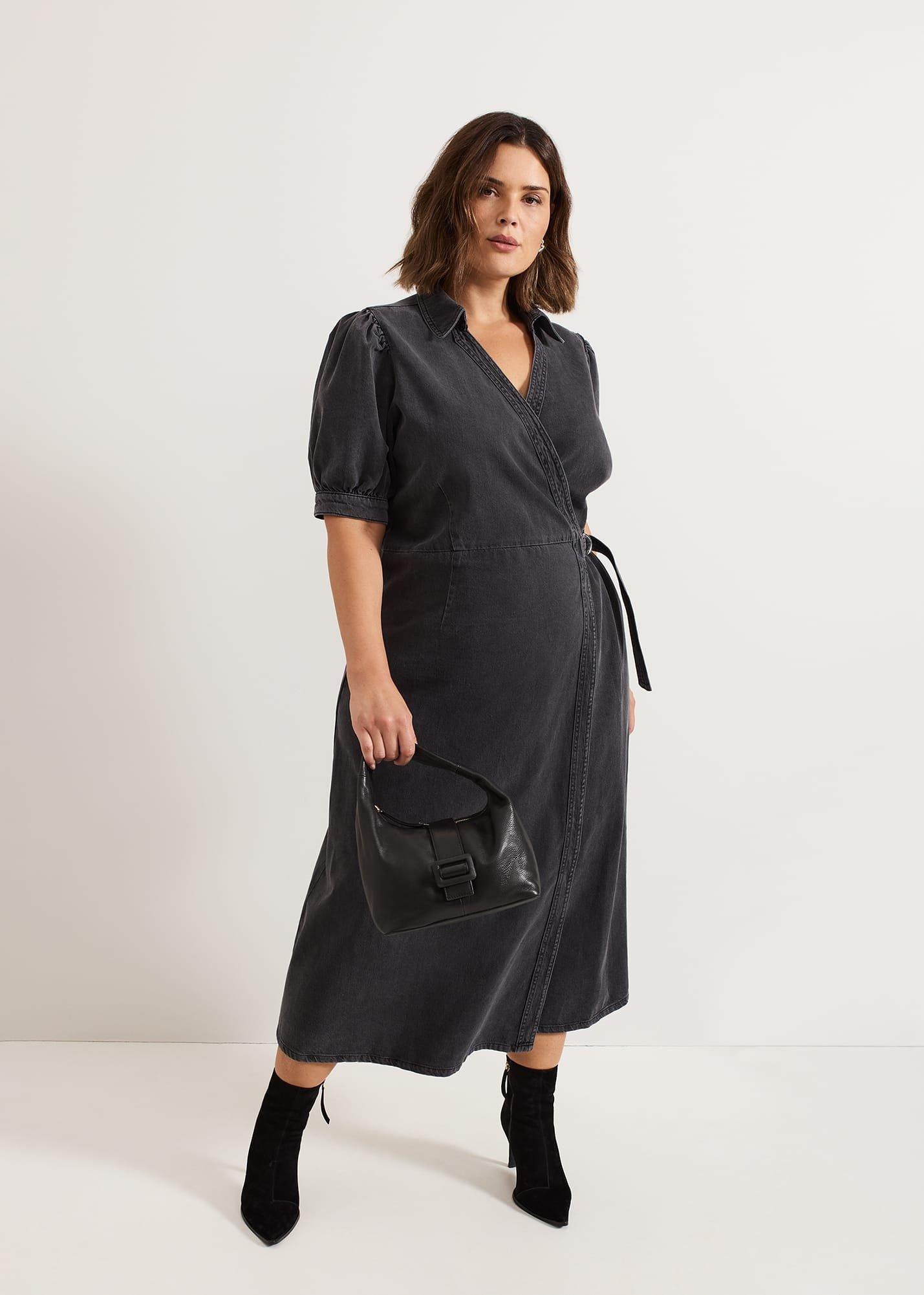 Senita Grey Denim Wrap Dress