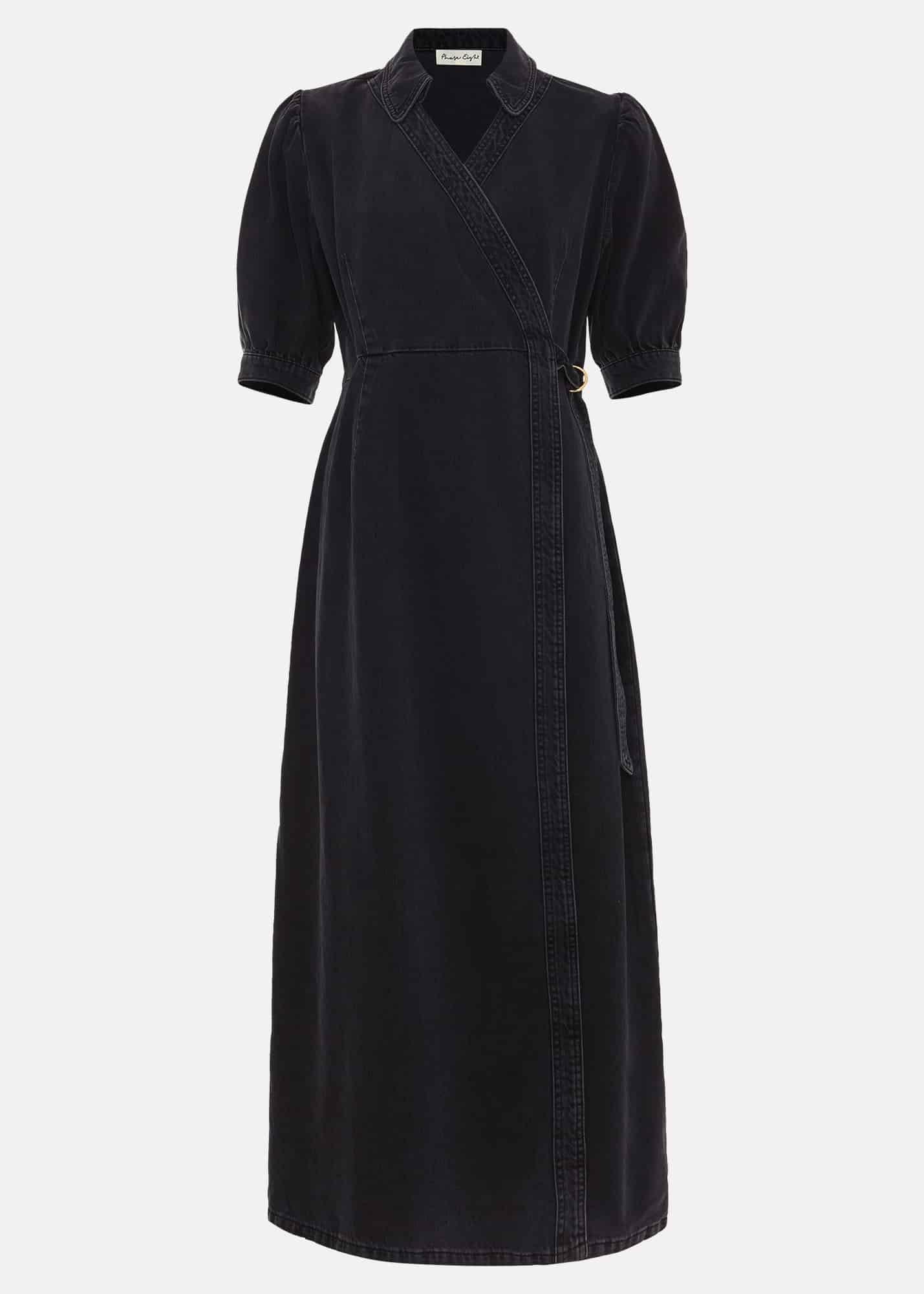 Senita Grey Denim Wrap Dress