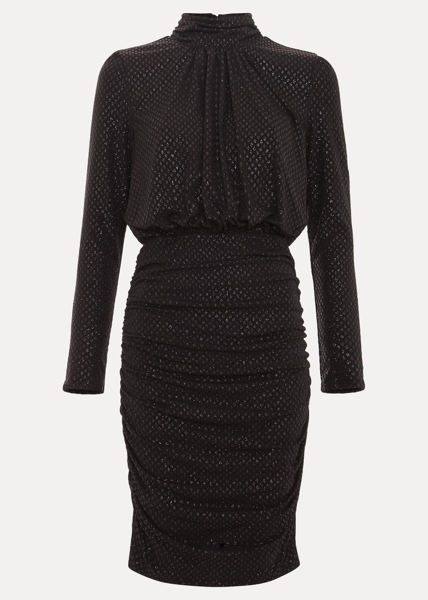 Tessa Black Glitter Printed Fitted Dress