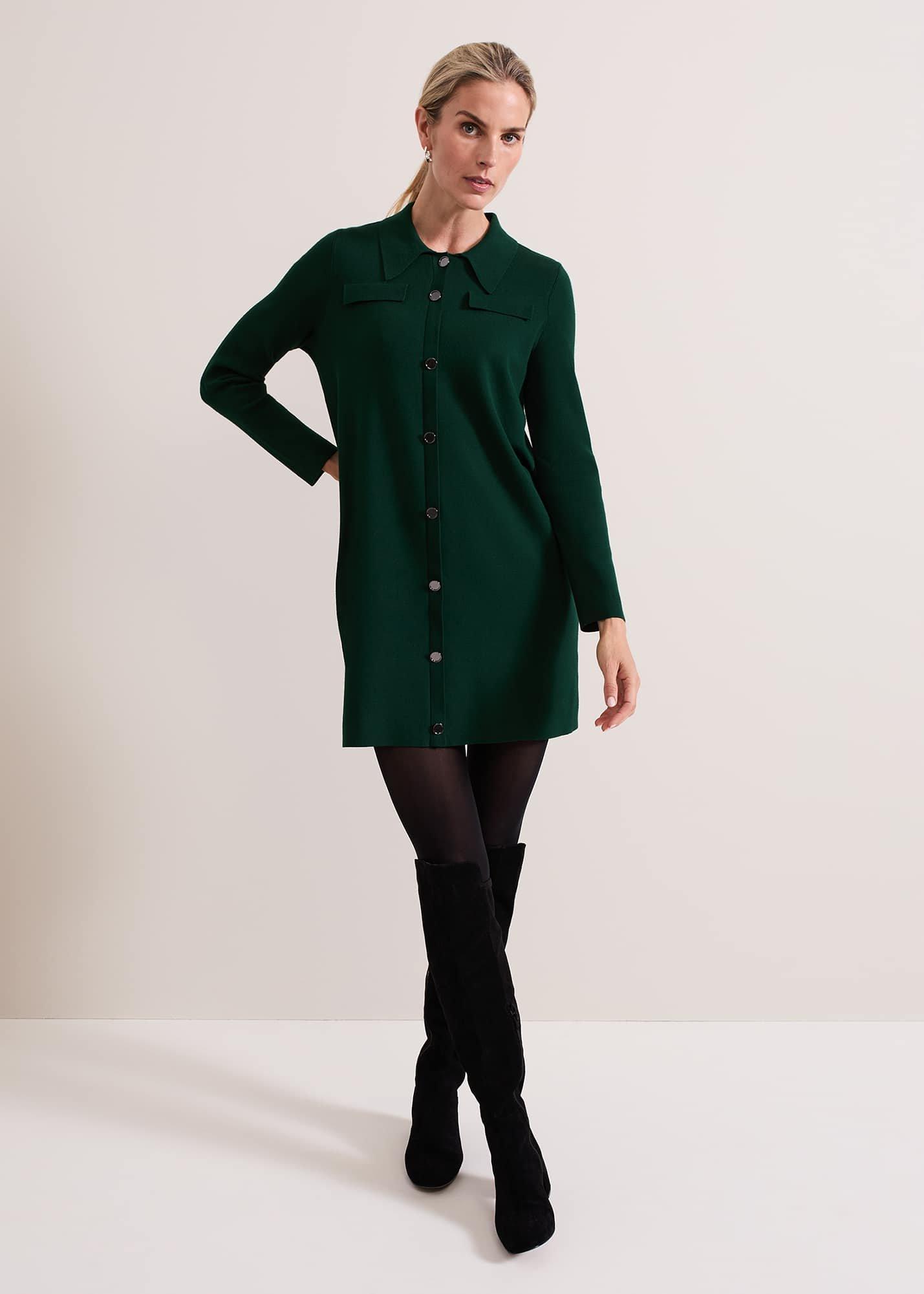 Azealia Fine Knit Collared Tunic Dress