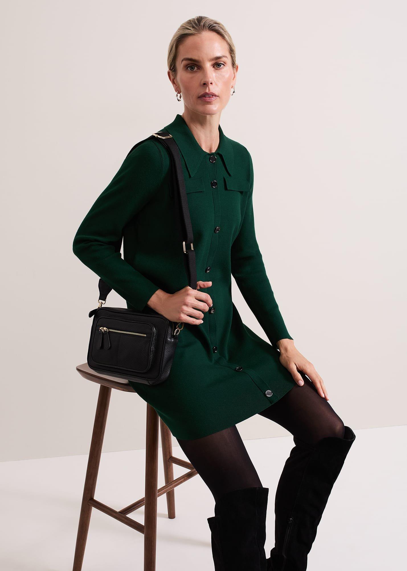 Azealia Fine Knit Collared Tunic Dress