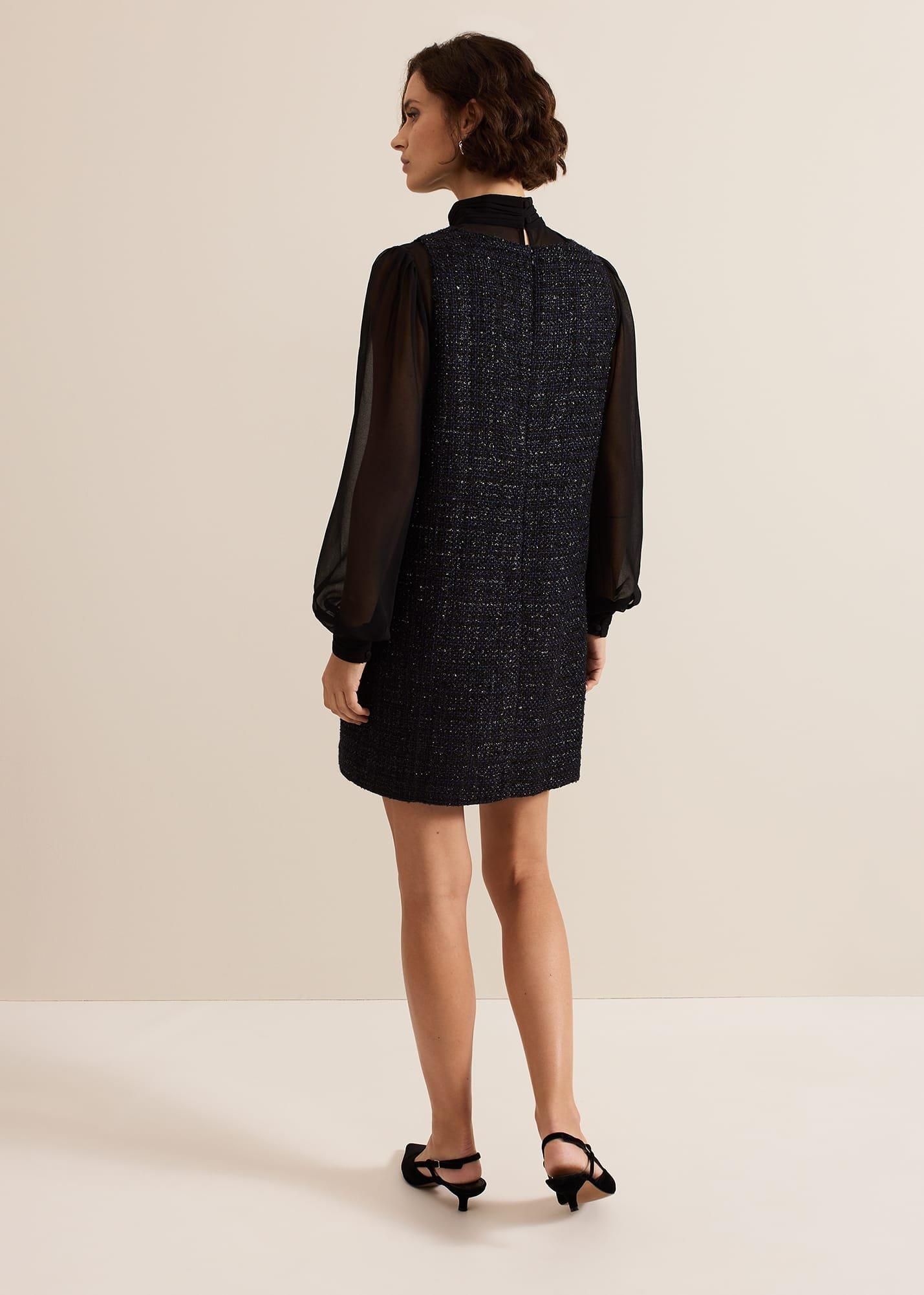 Sabine Navy Tweed Dress