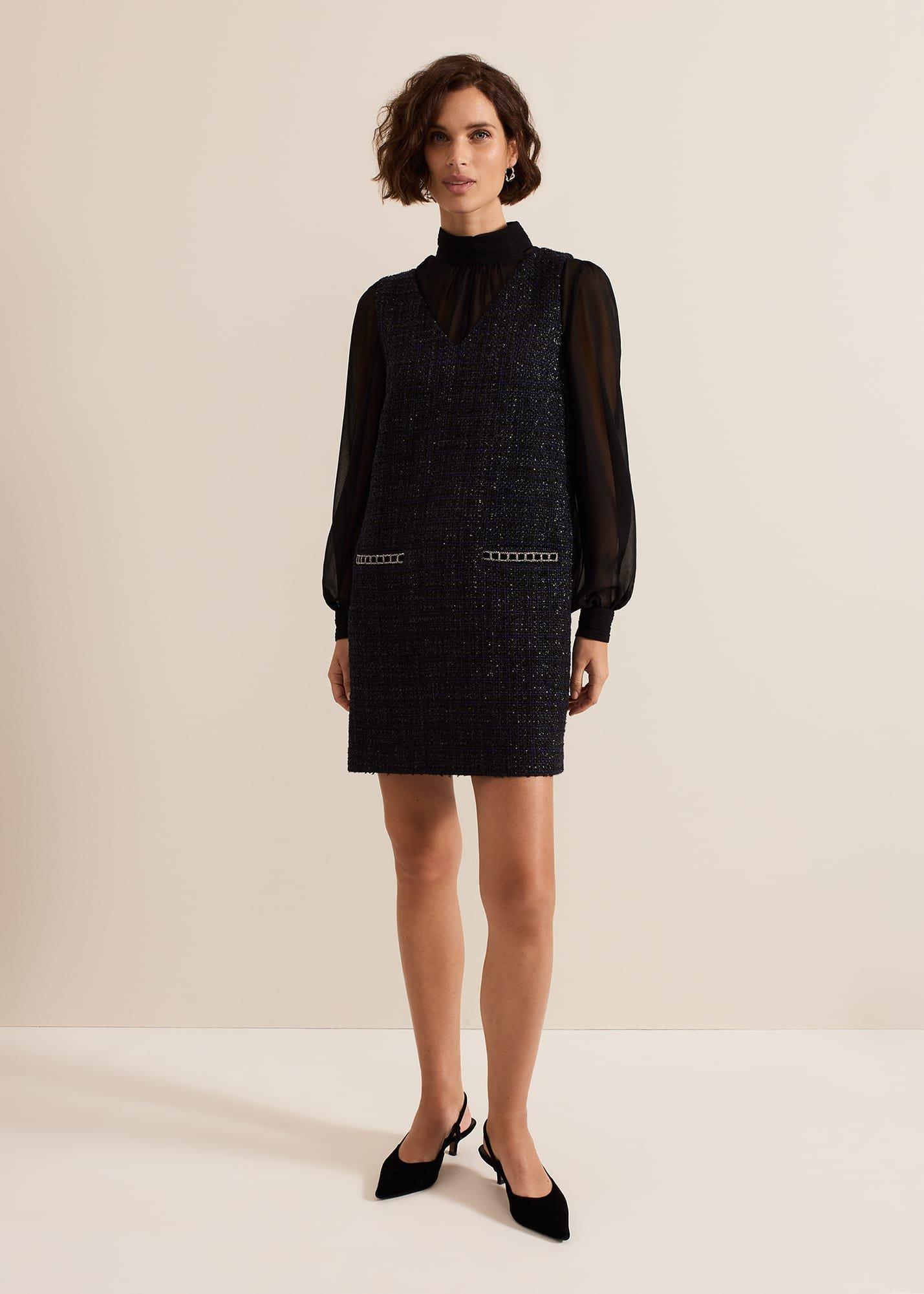 Sabine Navy Tweed Dress